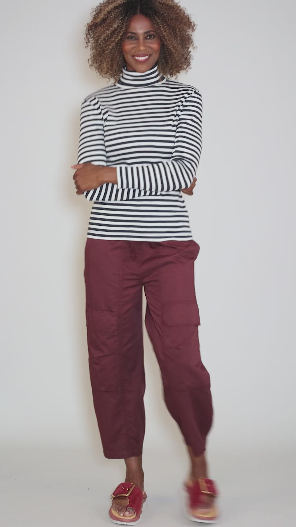 Slim BB Turtleneck, Raw White/Charcoal Angle 5