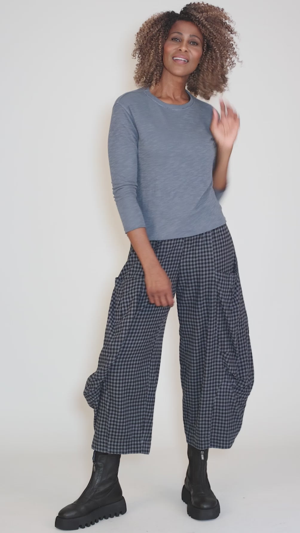 Double-Face Trim Tee, Dusty Denim Angle 5