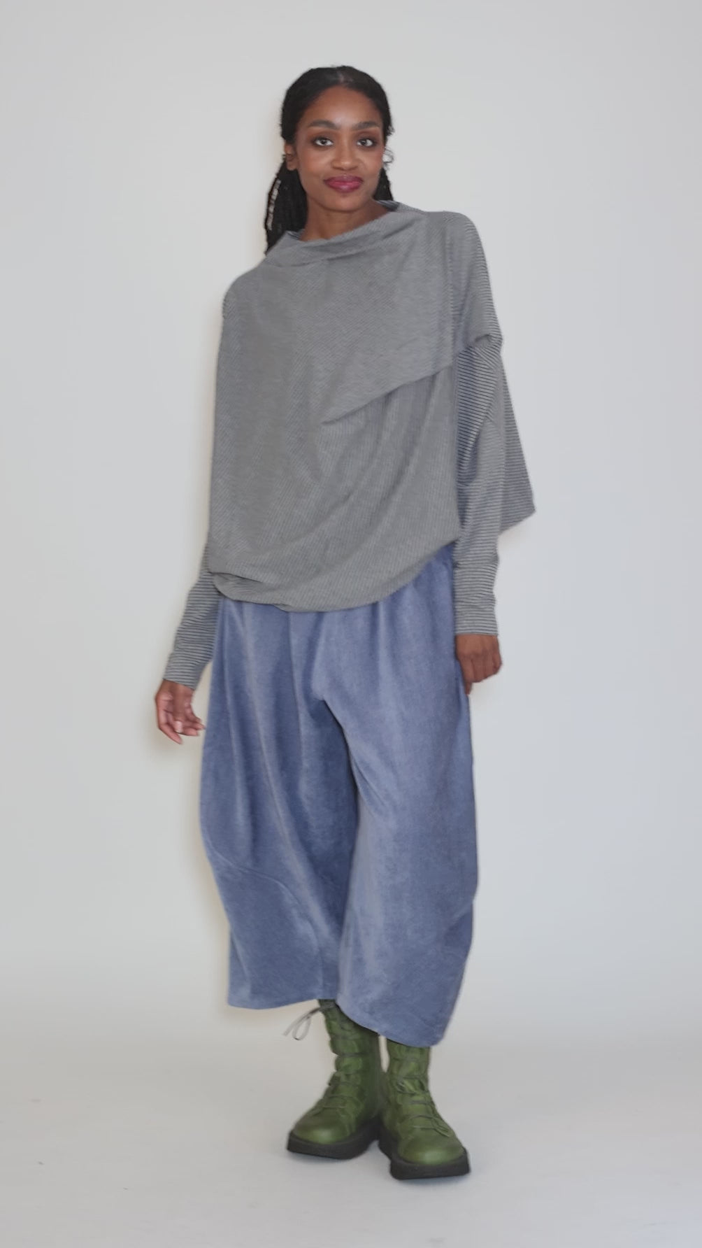 Stripe Asym Jersey Top, Gray Angle 5