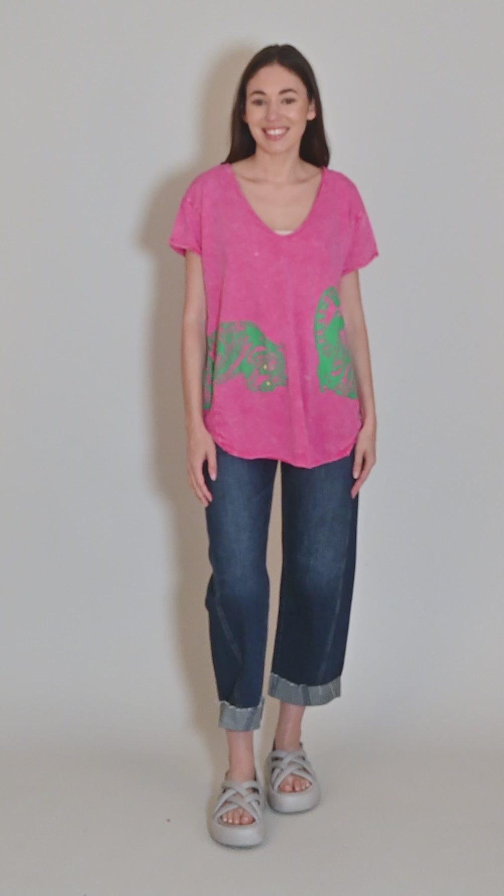 Tiger Graphic Tee, Pink Angle 5