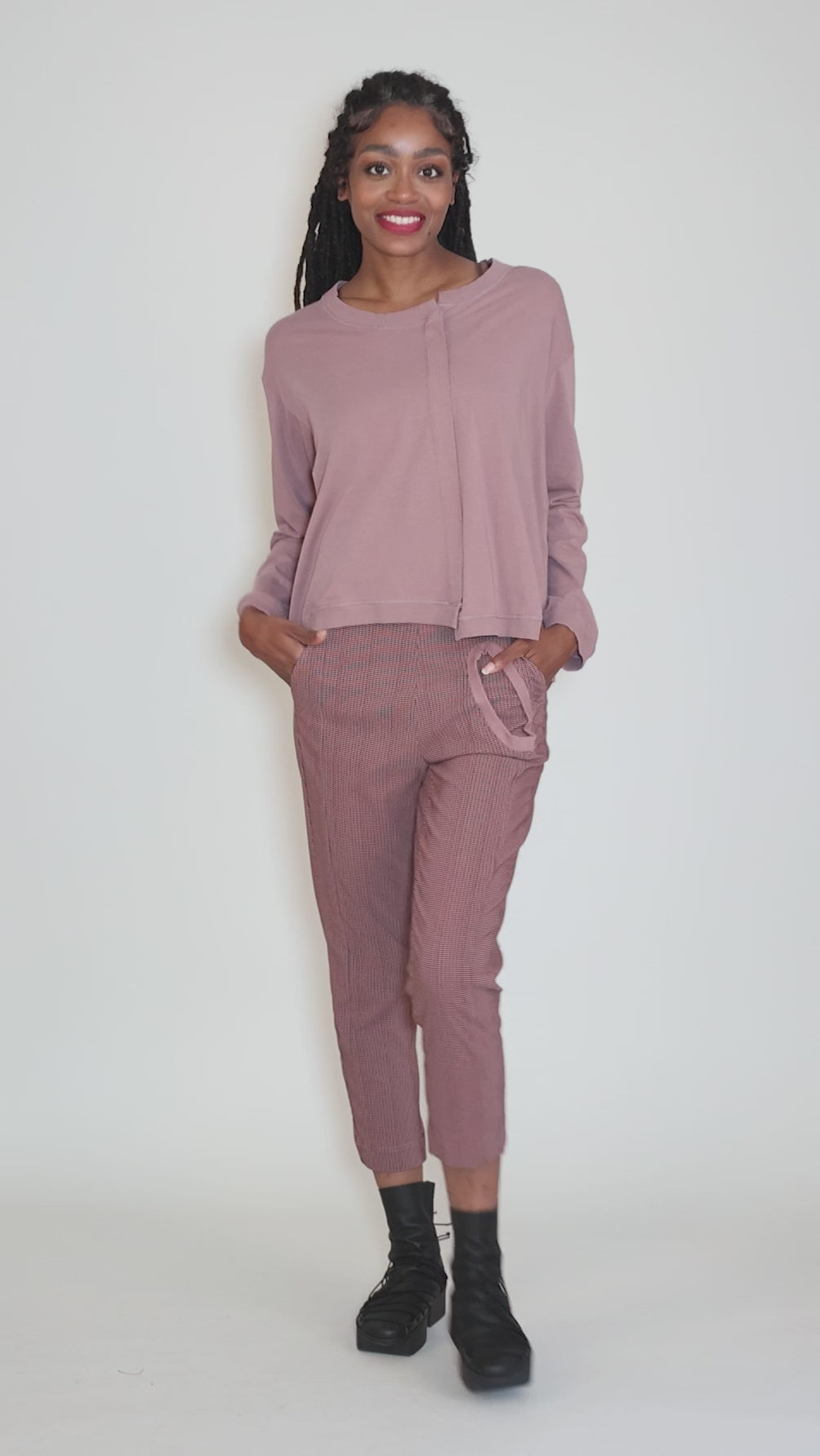 Boxy Off-Center Pleat Tee, Crystal Angle 5