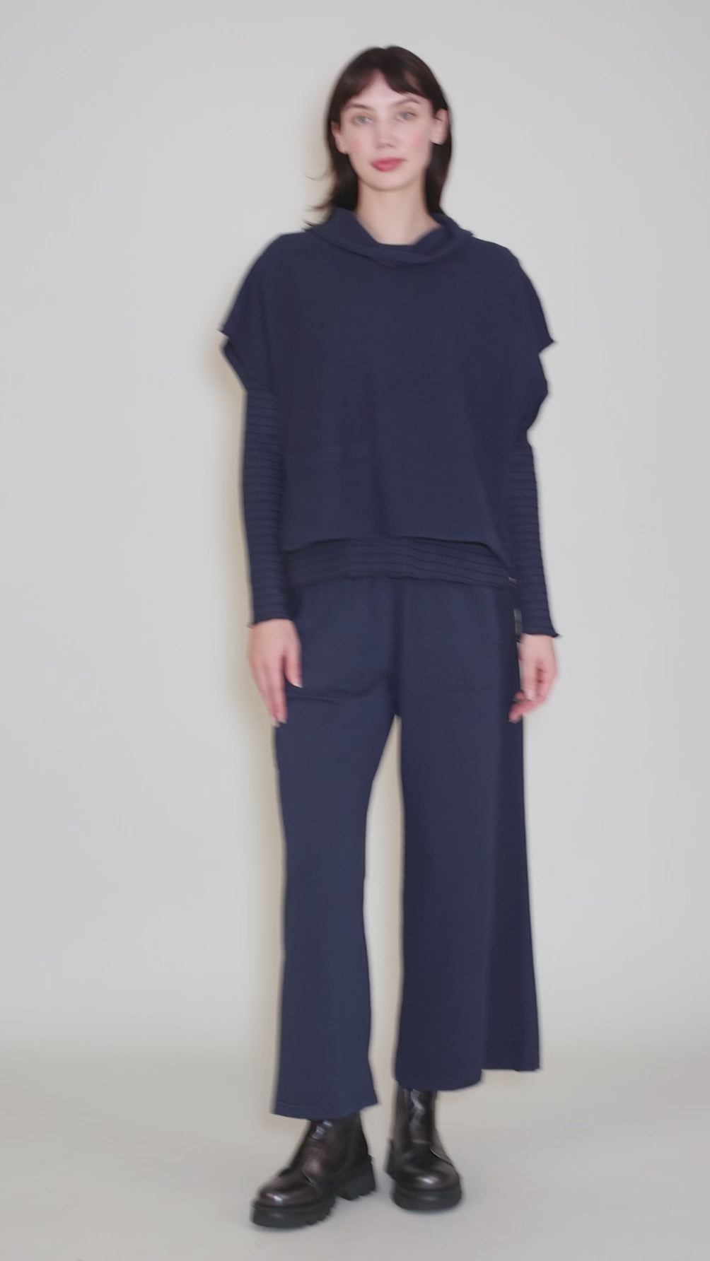 Fleece Cowl Topper, Denim Angle 5
