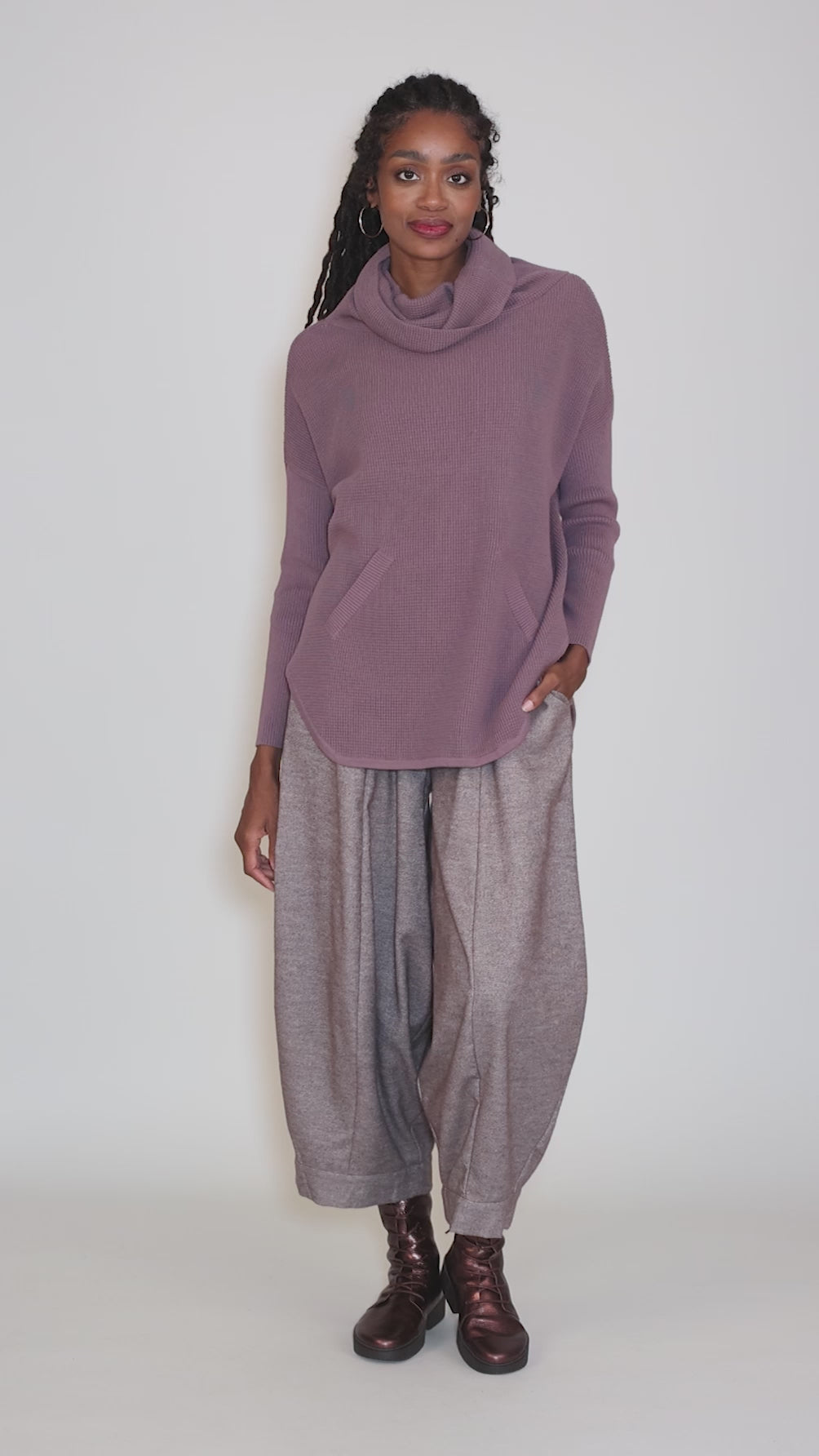 Favorite Waffle Cowl Sweater, Amethyst Angle 5