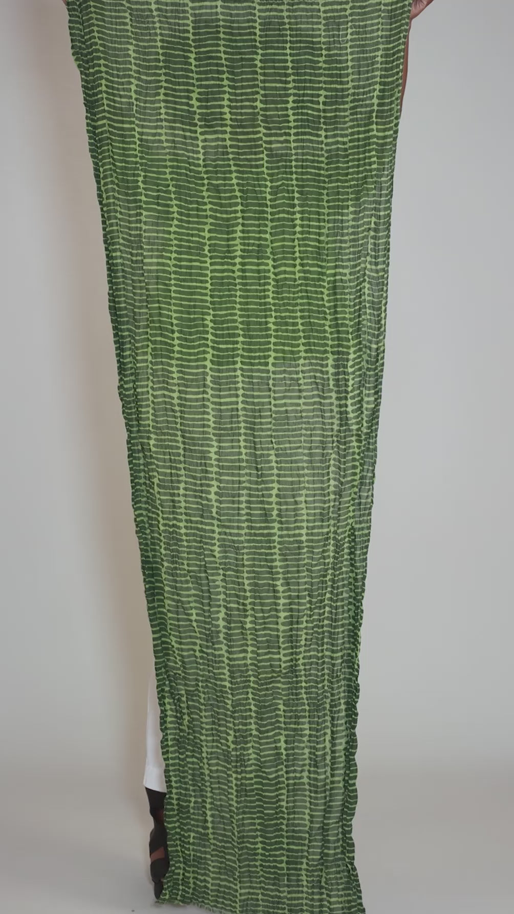 Basket Print Scarf, Green/Pine Angle 3