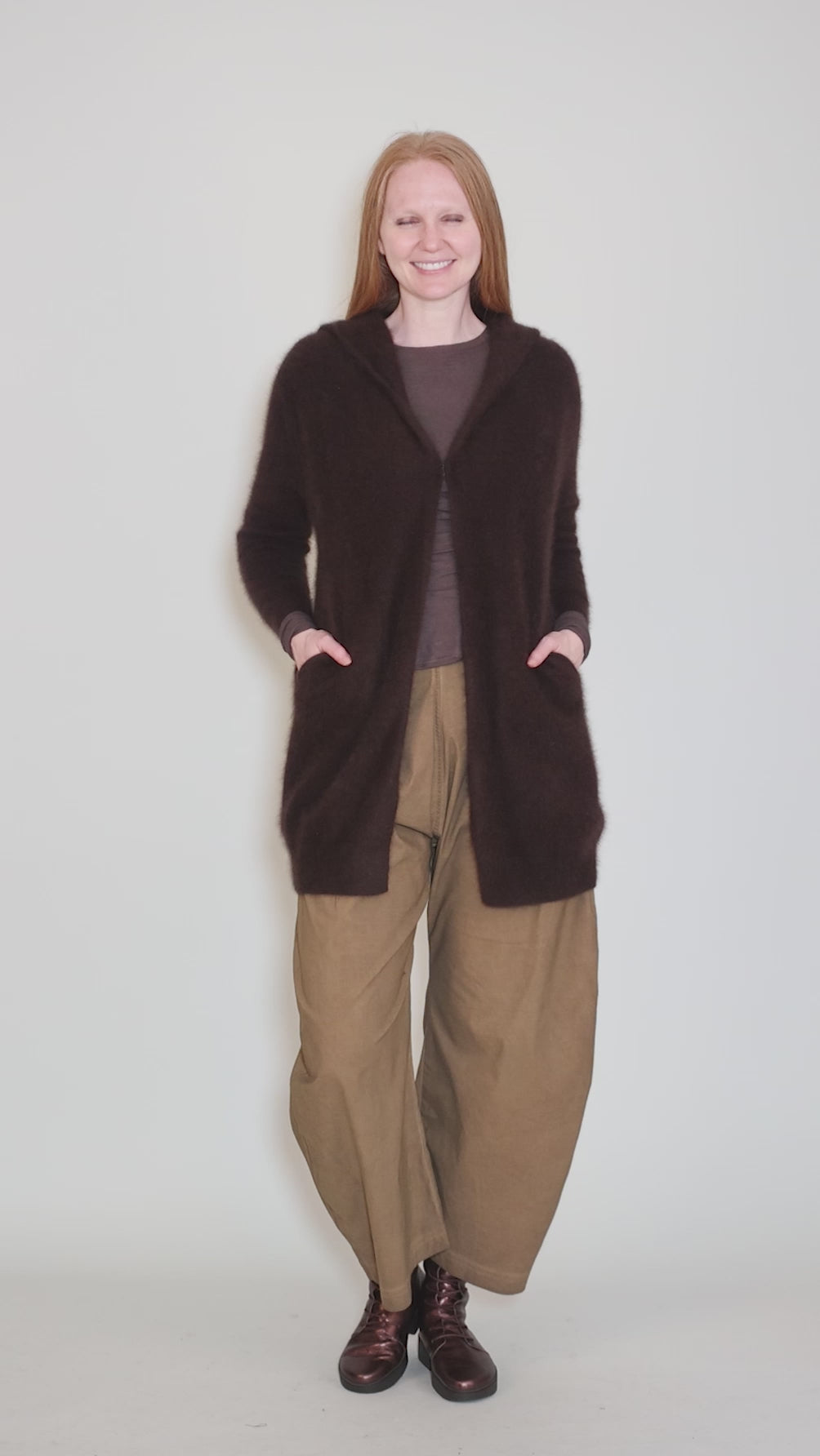 Hooded Racoon Duster, Americano Angle 5