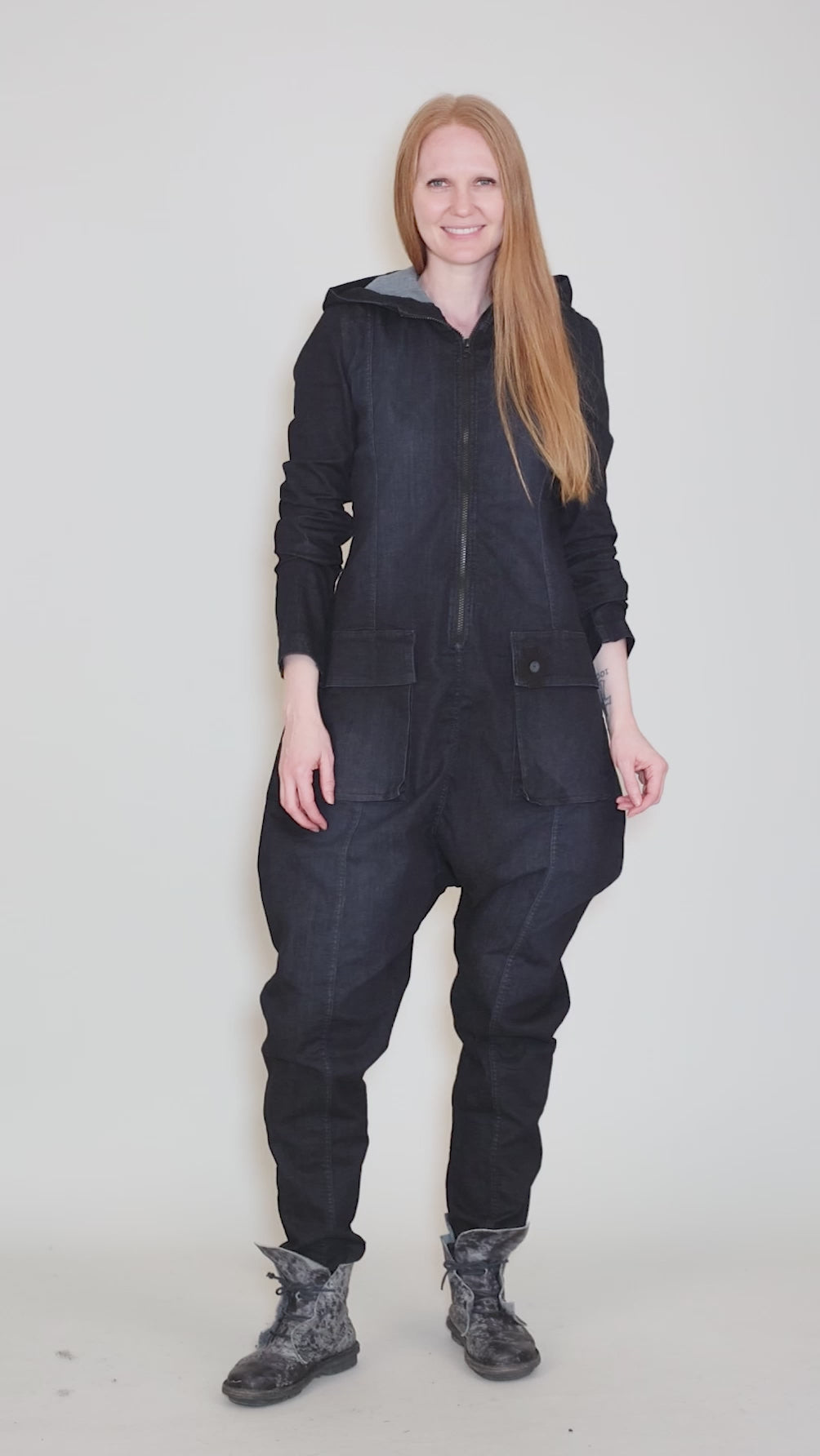 Blue Cocoon Jumpsuit, Dark Blue Angle 5