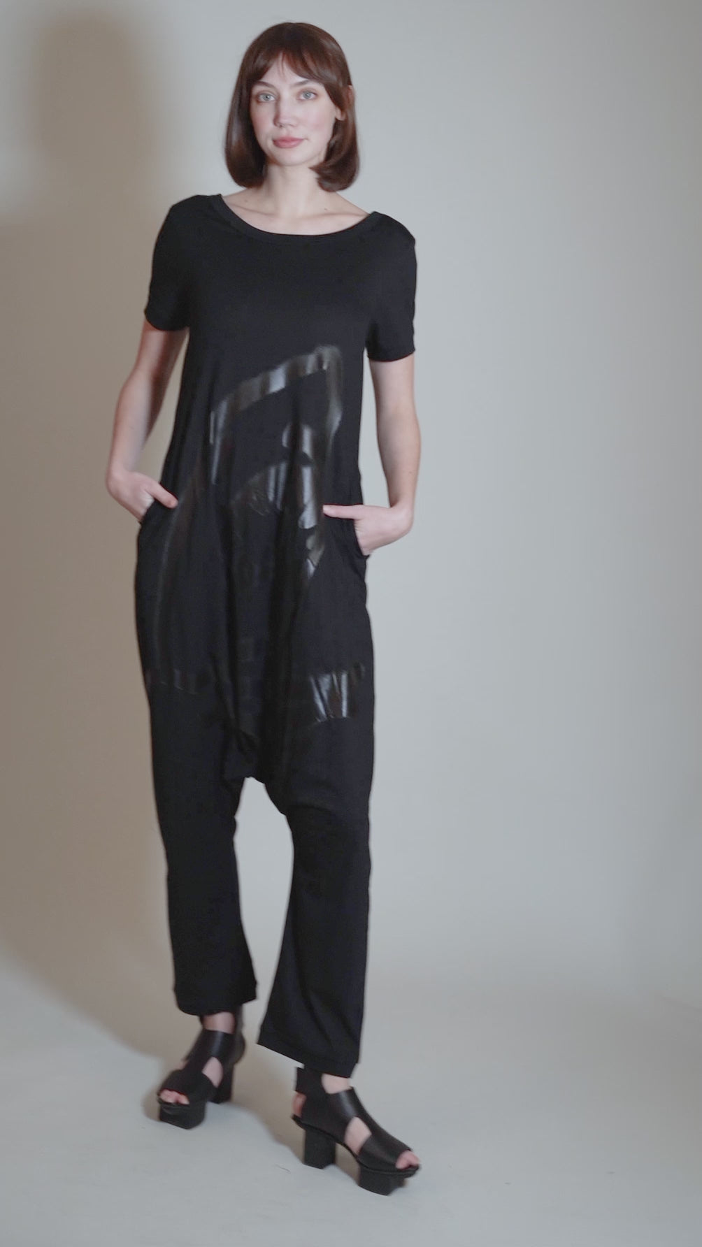Shark-Bitten Jumpsuit, Black Angle 5