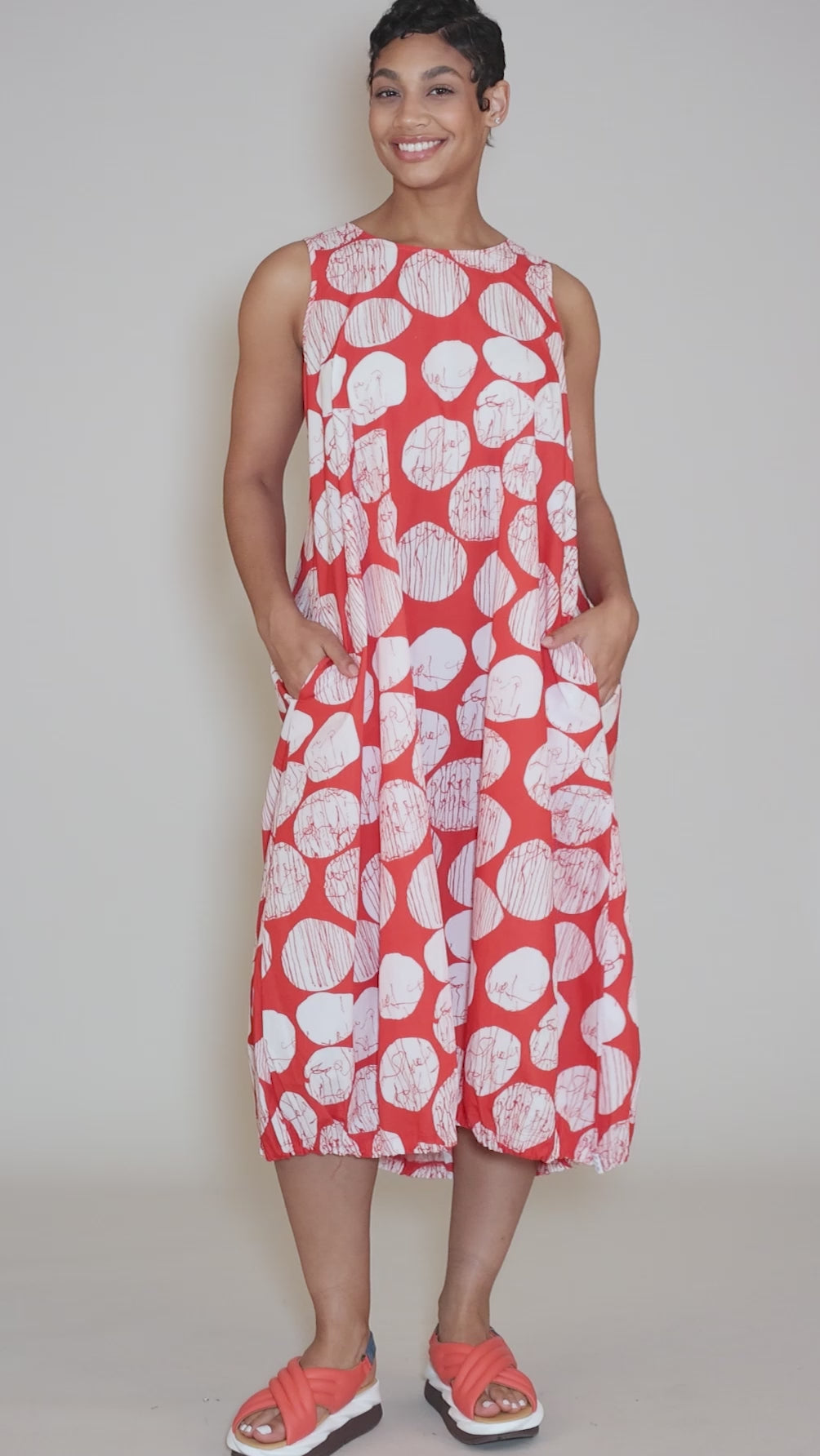 Drip Dot Dress, Mandarin Print Angle 5