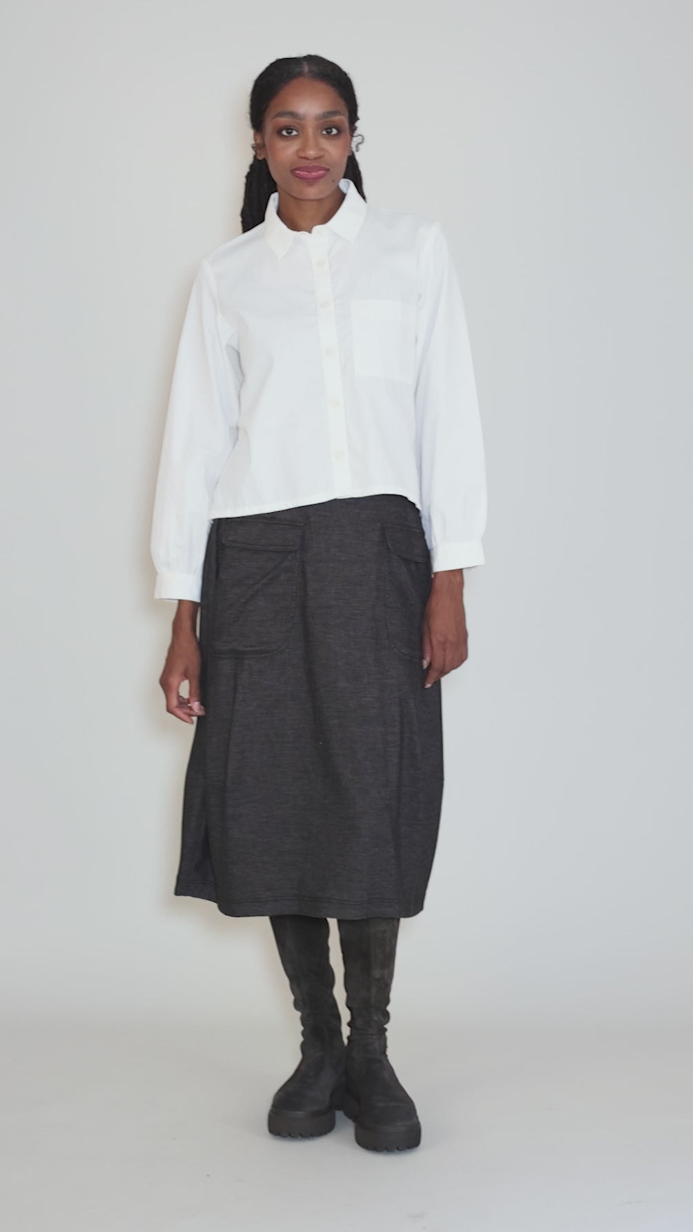 Ada Cropped Blouse, White Stripe Angle 5