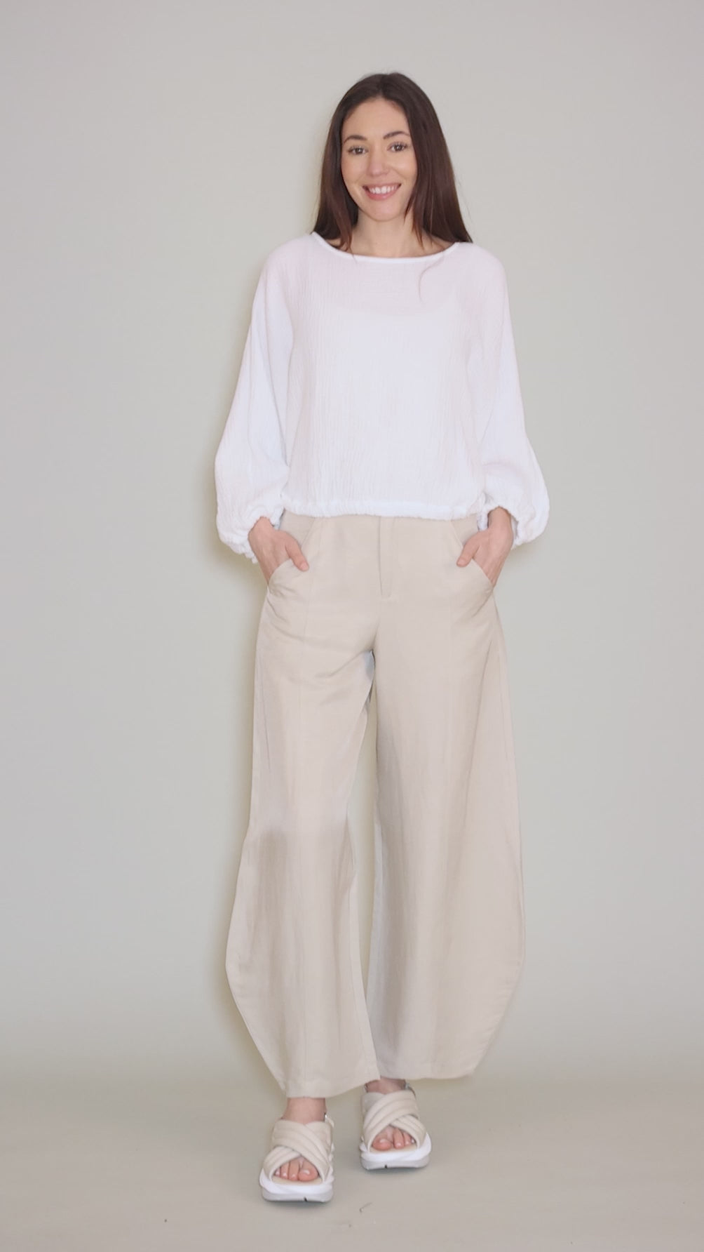 Cotton Gauze Gianna Shirt, White Angle 5