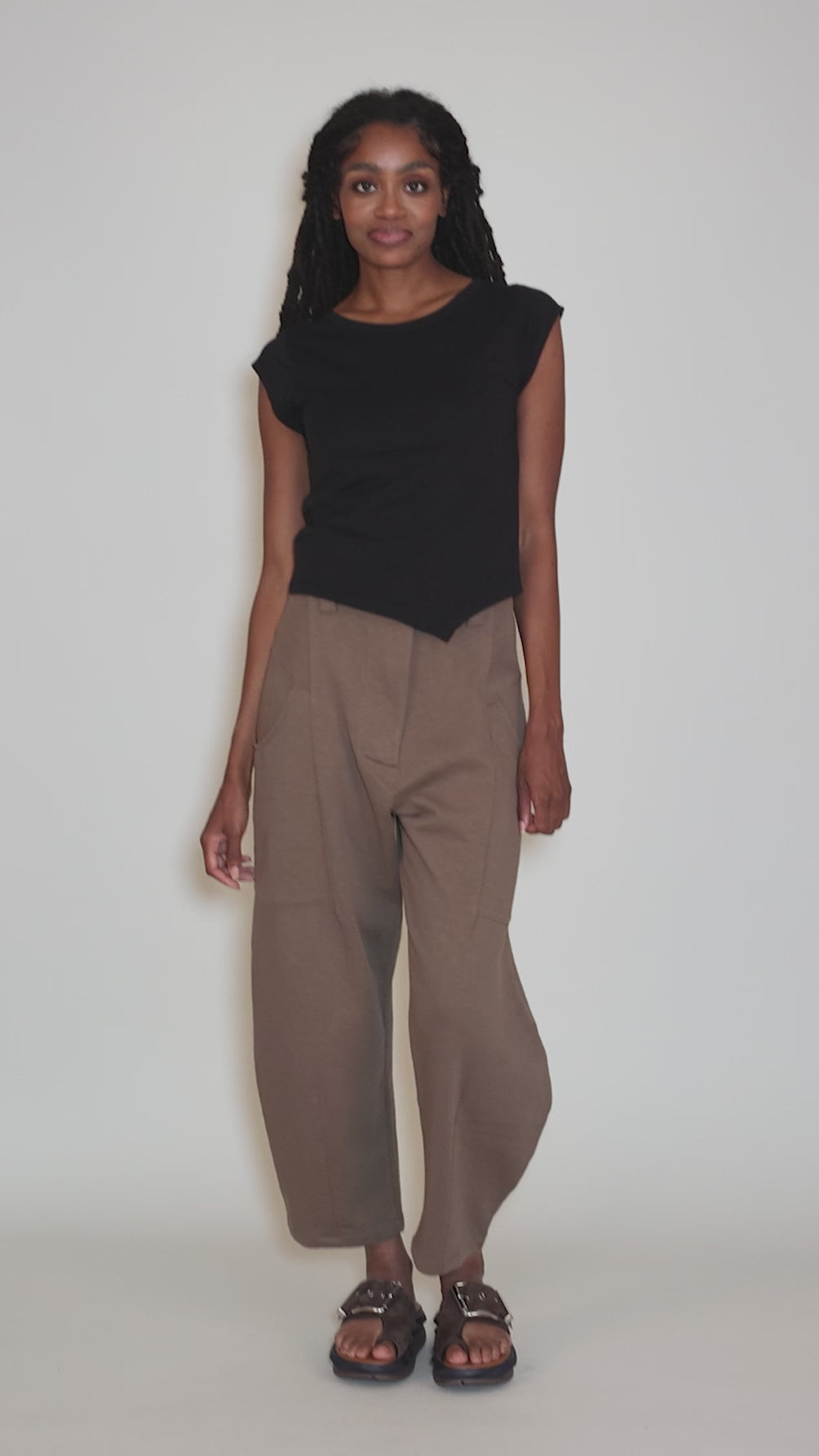 Trim Cap Asym Tee, Black Angle 5