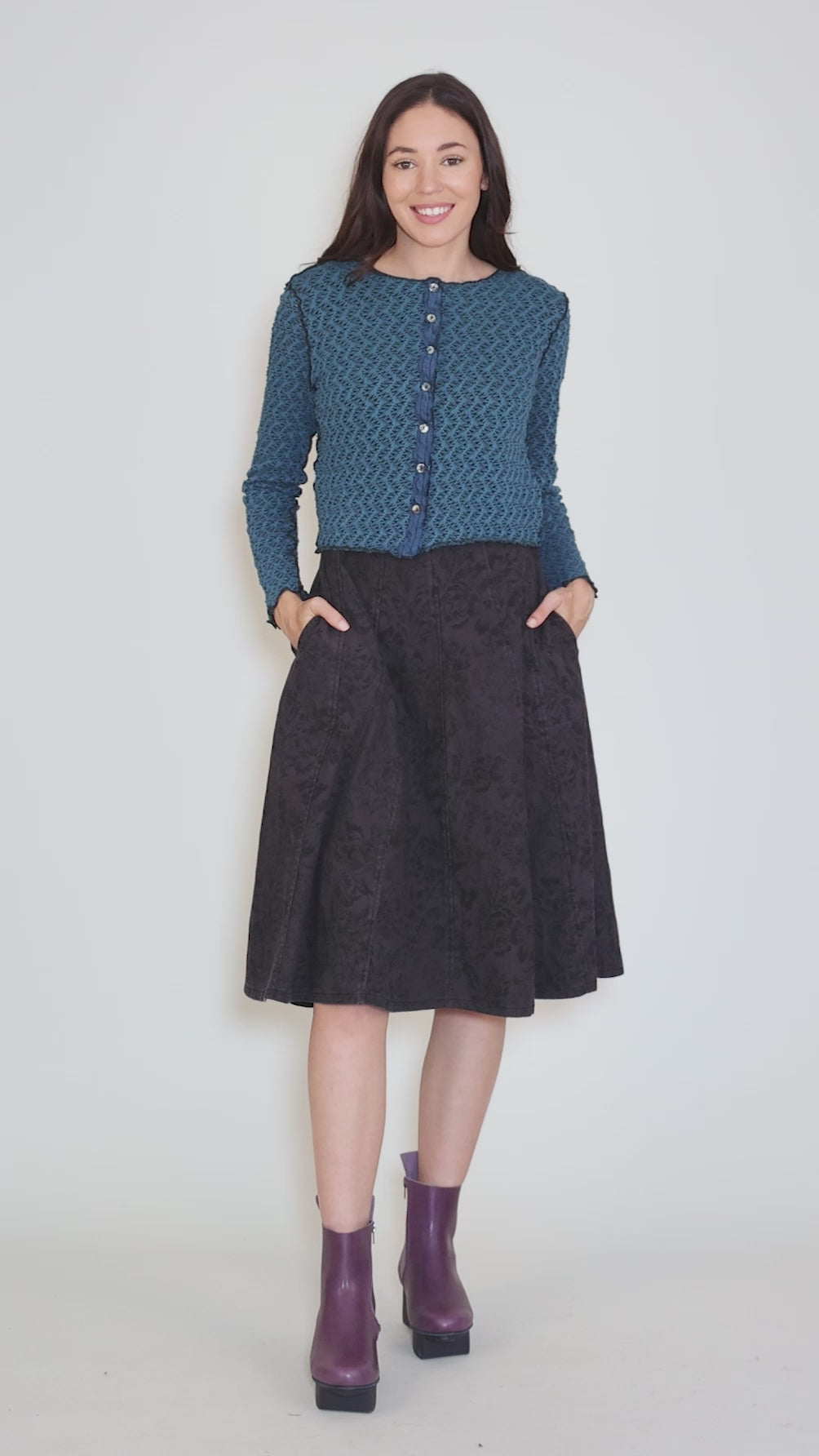 Crochet Crop Cardie, Peacock Angle 5