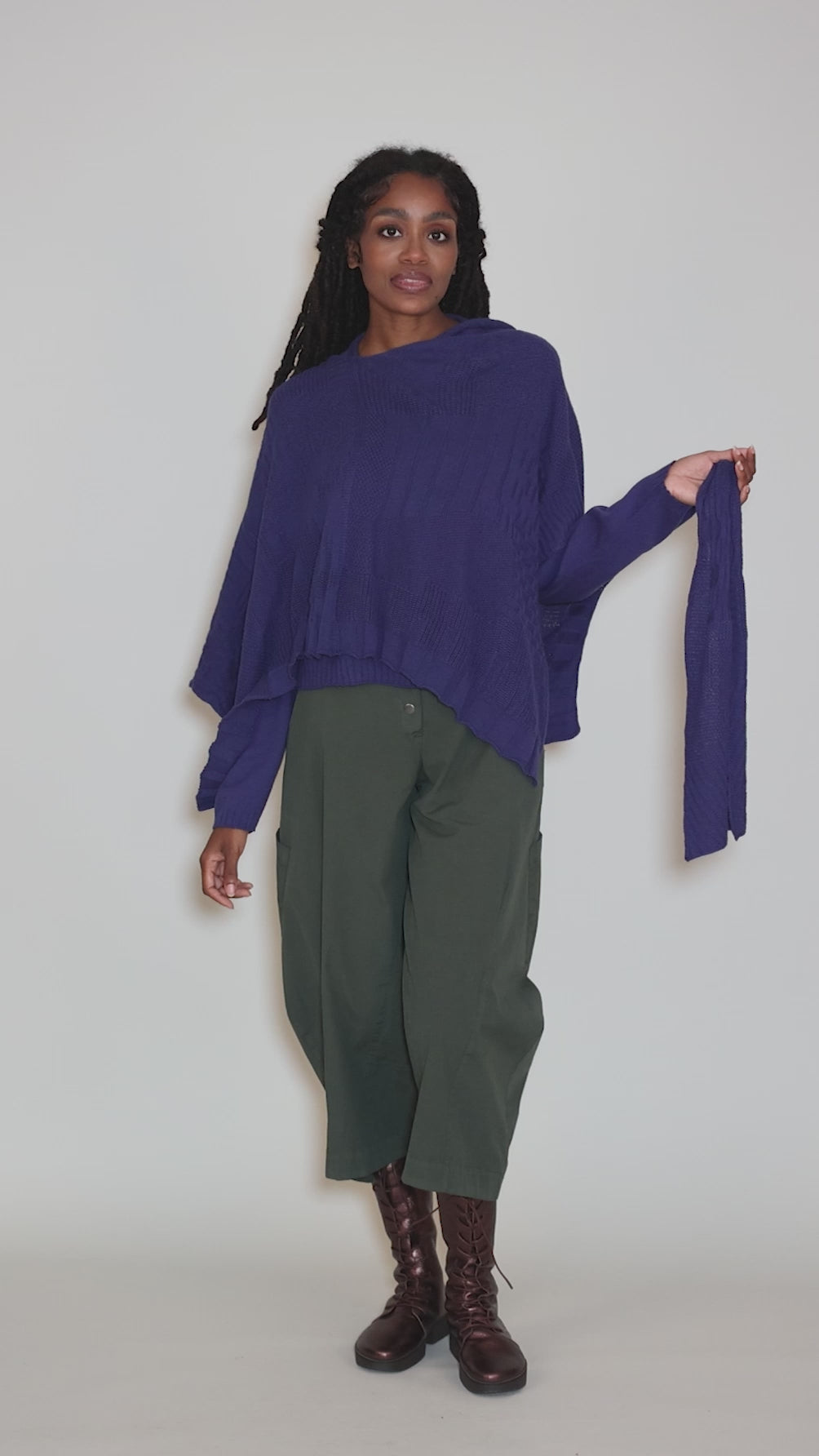 Rib Trim Wrap Scarf, Azure Angle 5