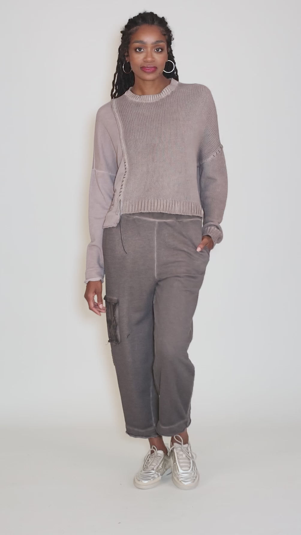 Twin Combo Sweater Top, Dusty Rose Angle 5