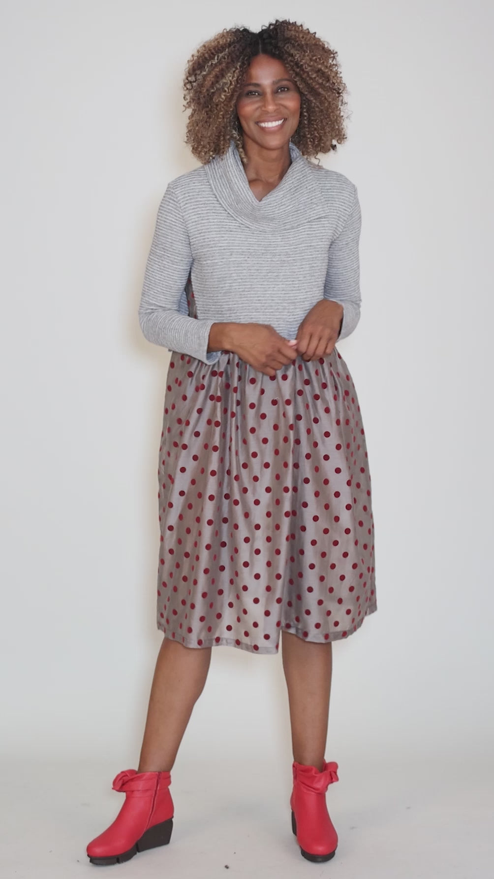 Seno Layered Look Dress, Gray Angle 5