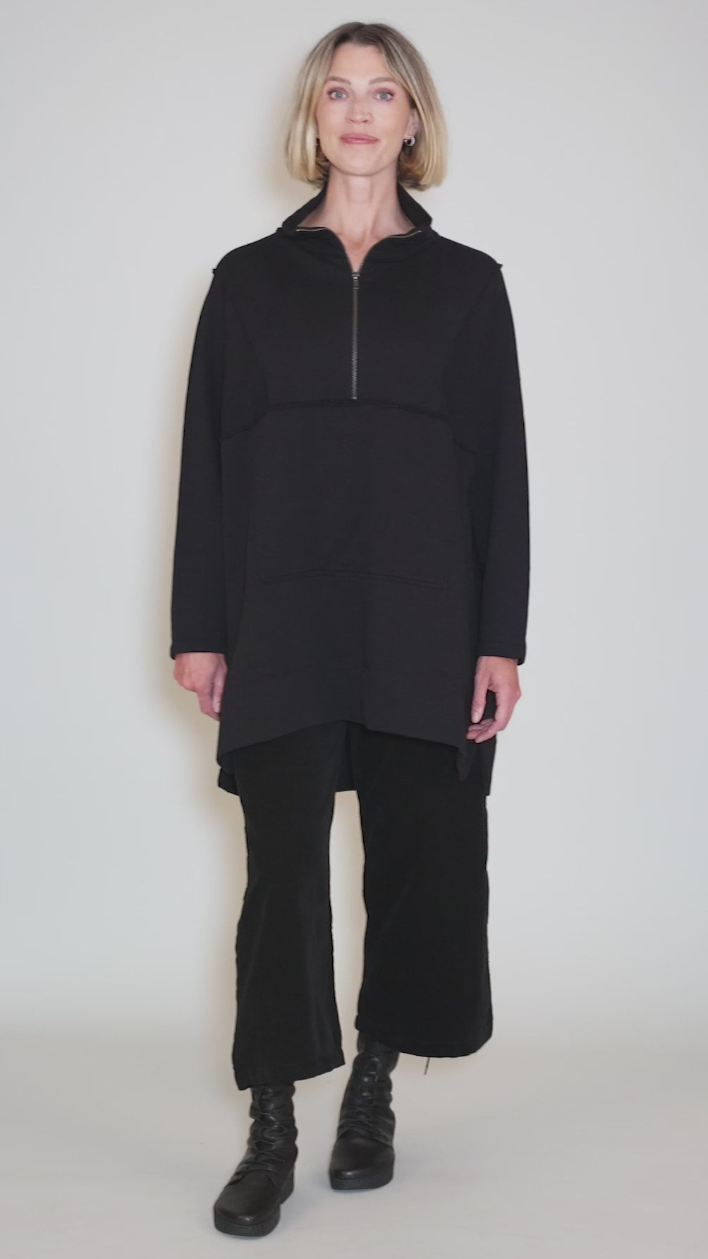 Fleece Sweat Tunic, Black Angle 5