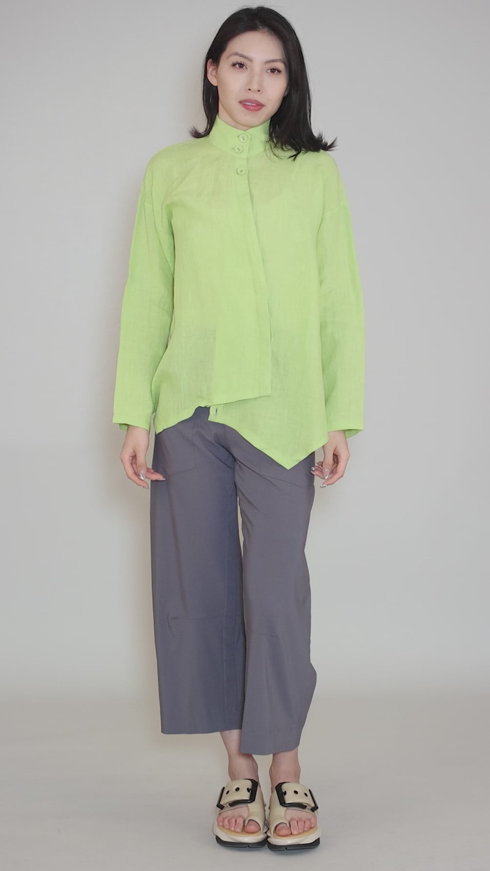 Iris Linen Top, Willow Angle 5
