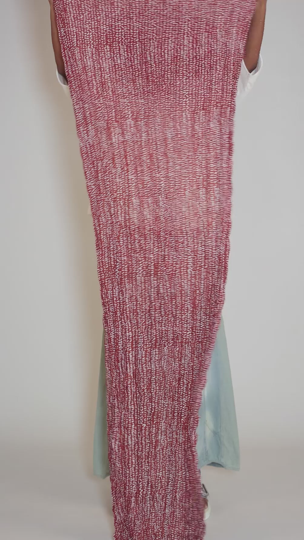 Stitch Print Cotton Scarf, Terracotta Angle 3