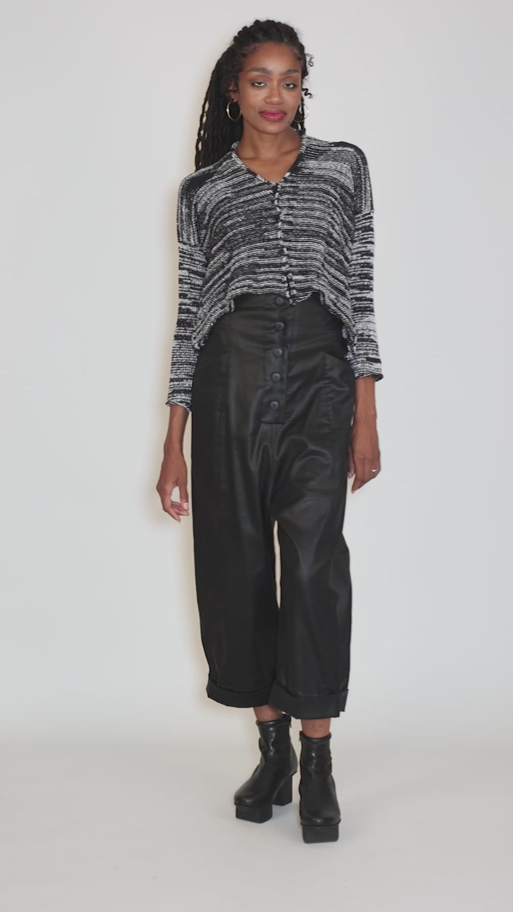 Cardi B Cardigan, Black Marl Angle 5