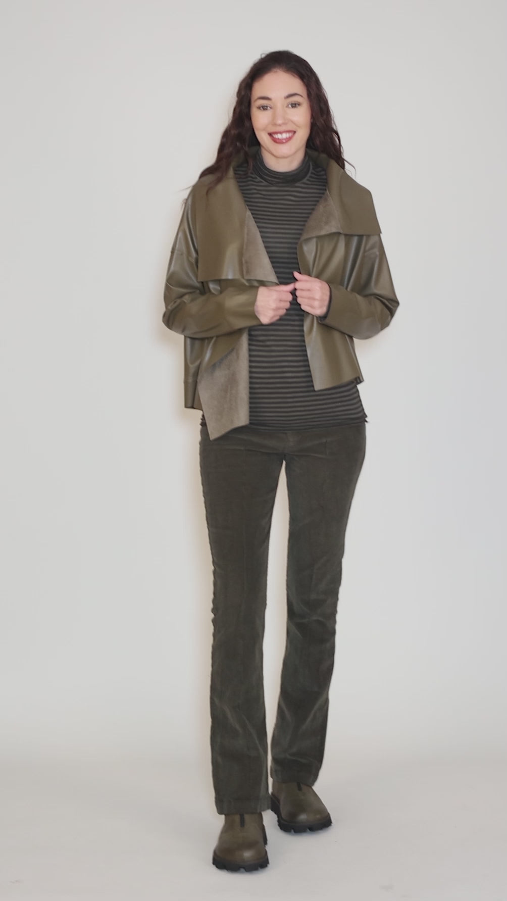 Vegan Leather Crop Asym Jacket, Turtle Angle 5