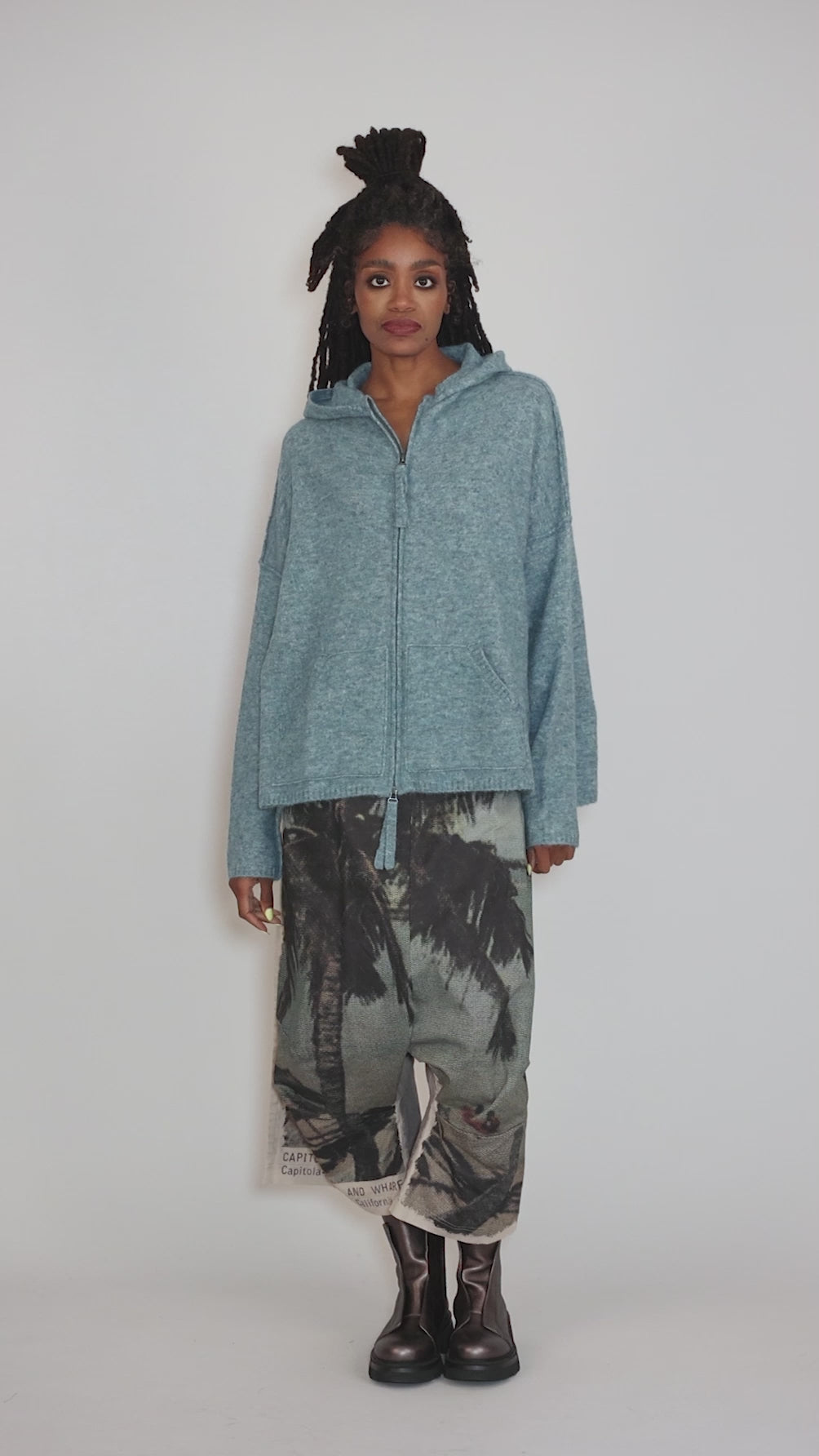 Rundholz DIP Splendid Melange Zip Sweater, Lagoon – Evie Lou