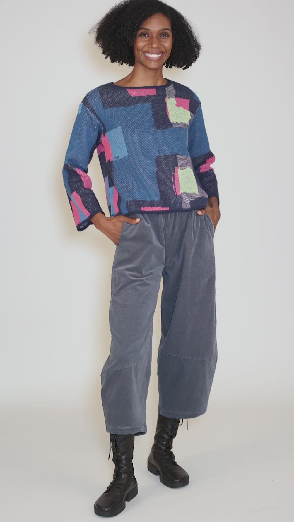 Collage Sweater, Teal Angle 5