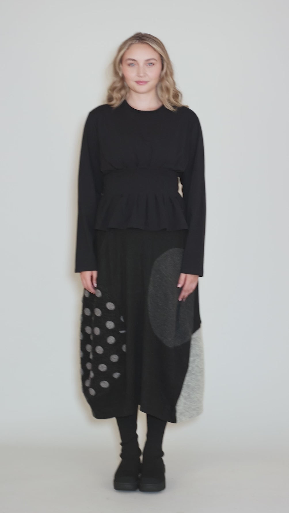 Inez Pleat Detail Tee, Black Angle 5