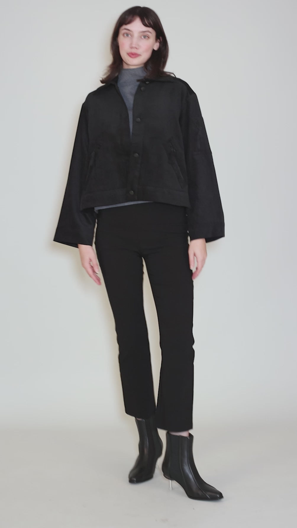 Velvet Cord BKR Jacket, Black Angle 7