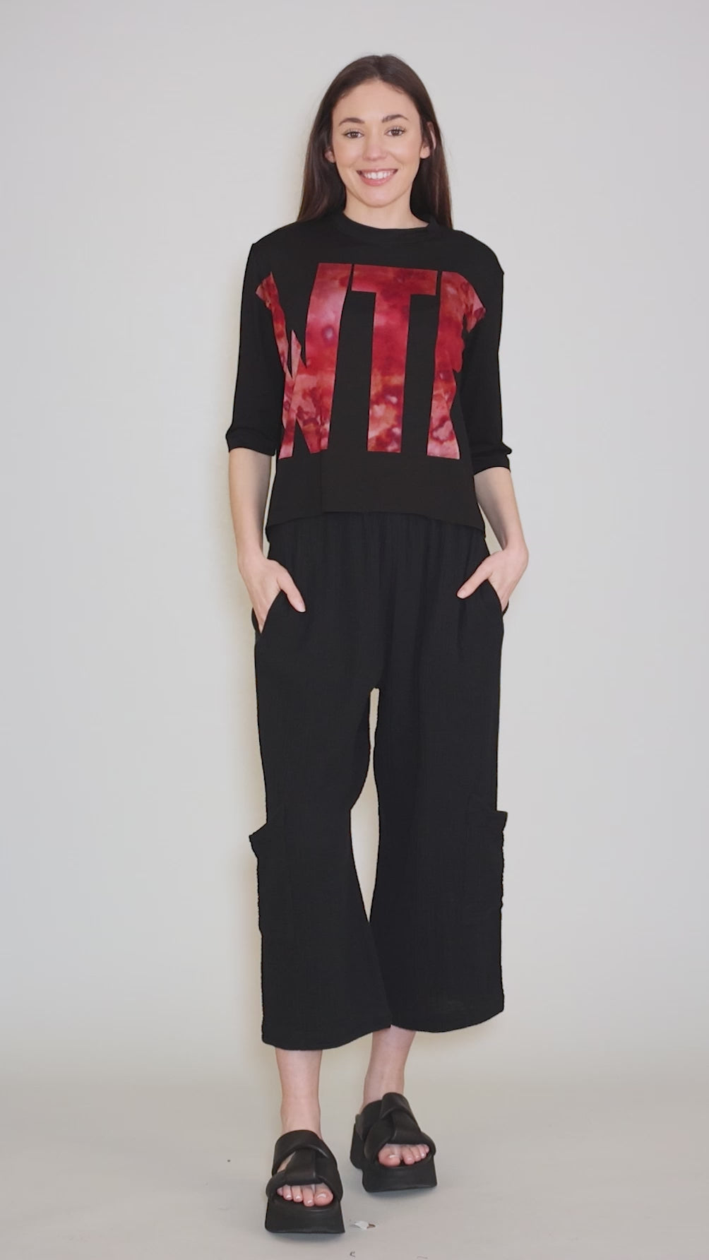 WTF Tee, Black/Rose Angle 9