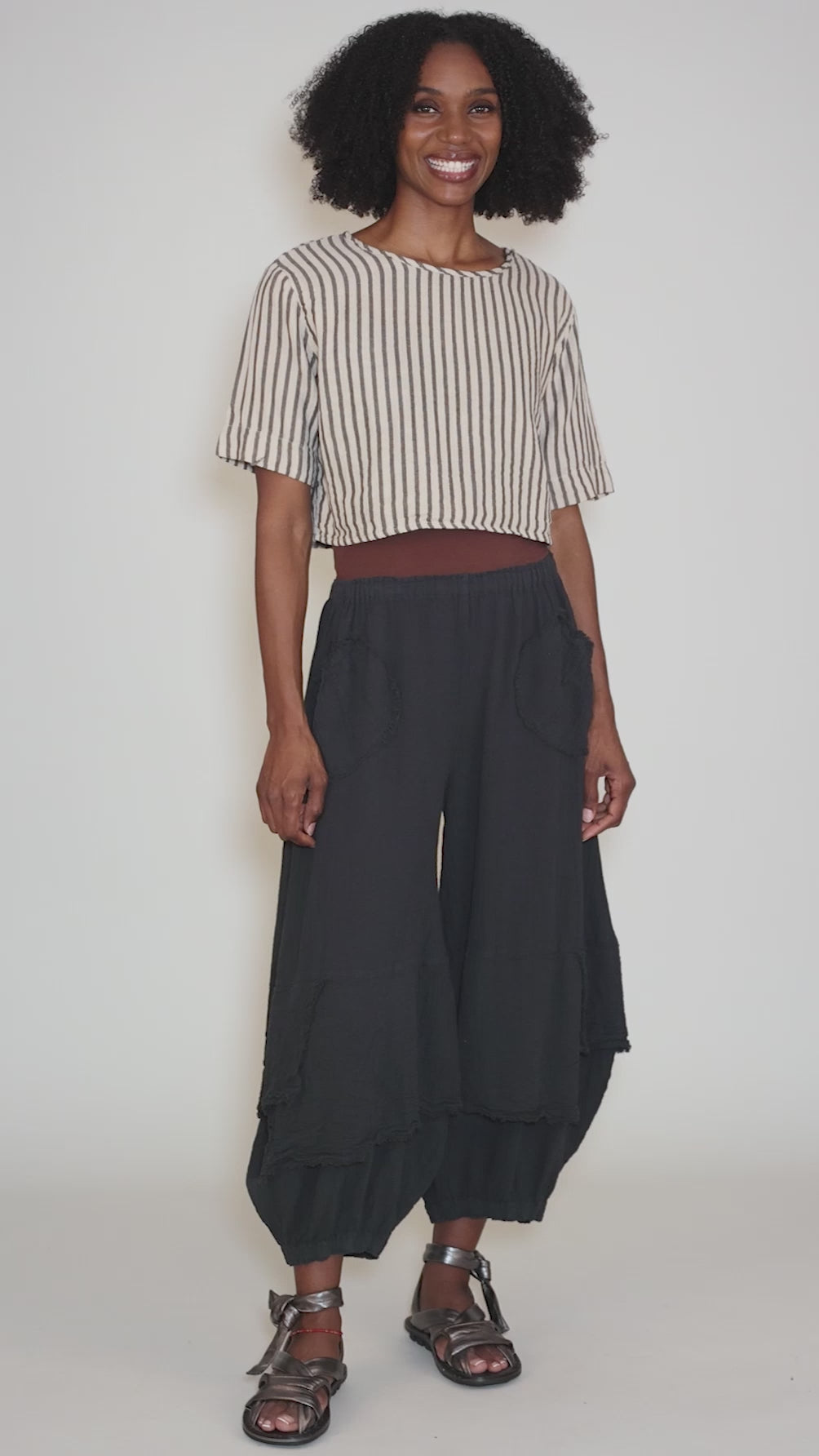 Noa Crop Top, Oat Stripe Angle 5