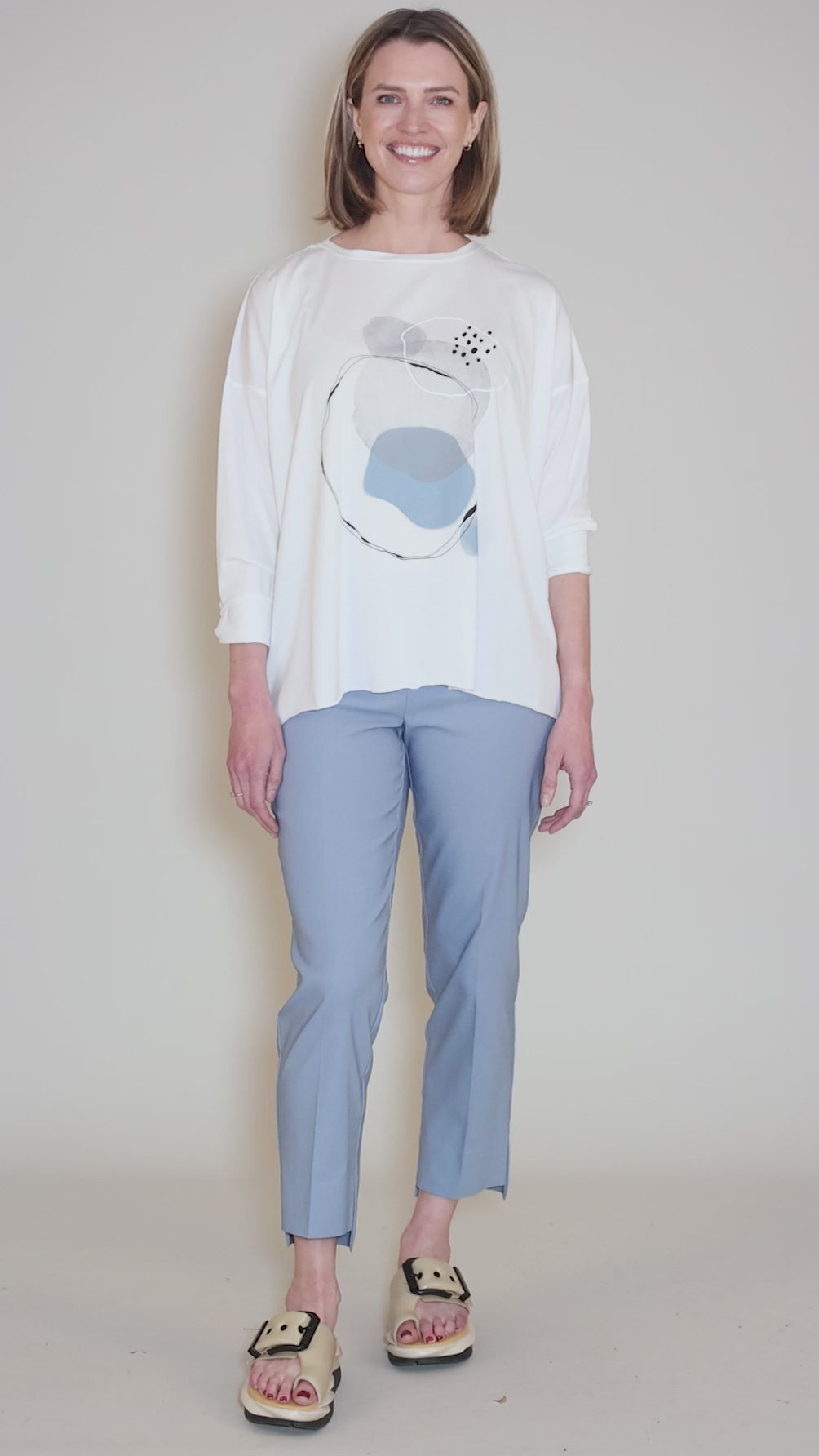 Bubbles Boxy Tee, White Angle 5