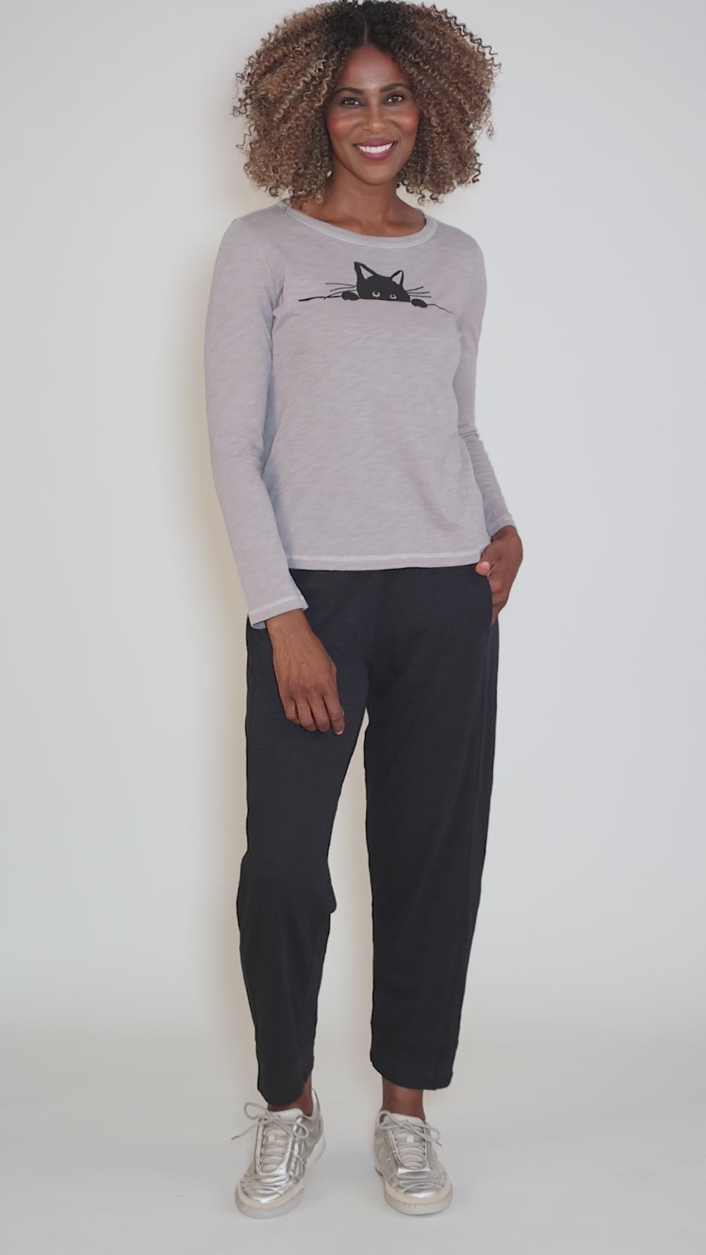 Cotton Slub Seamed Pant, Black Angle 5