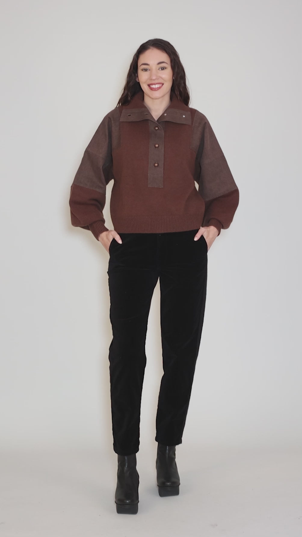 Wyssal Tneck Pullover, Patina Brown Angle 5