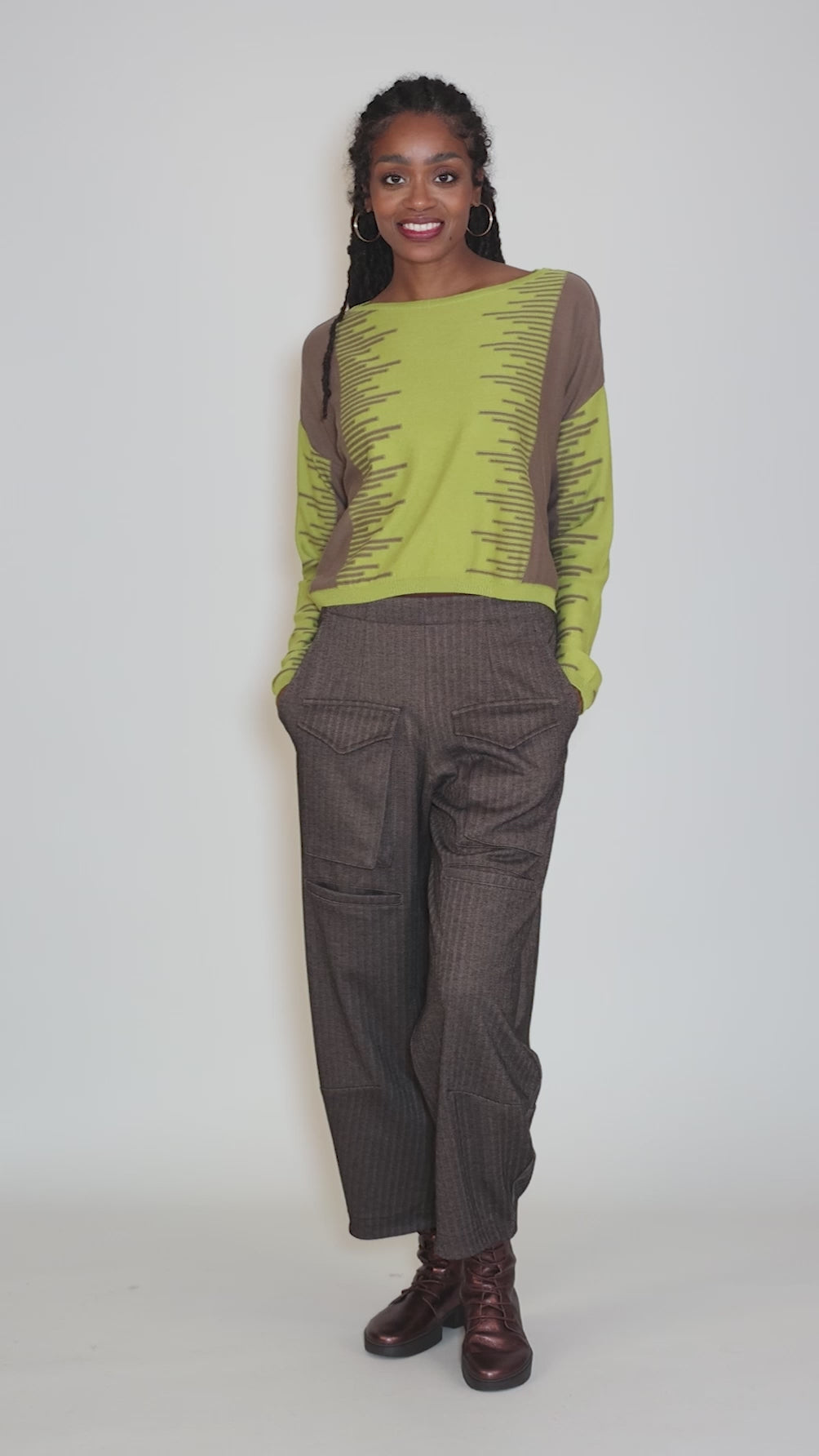 Cotton Thrive Sweater, Pea/Turtle Angle 5