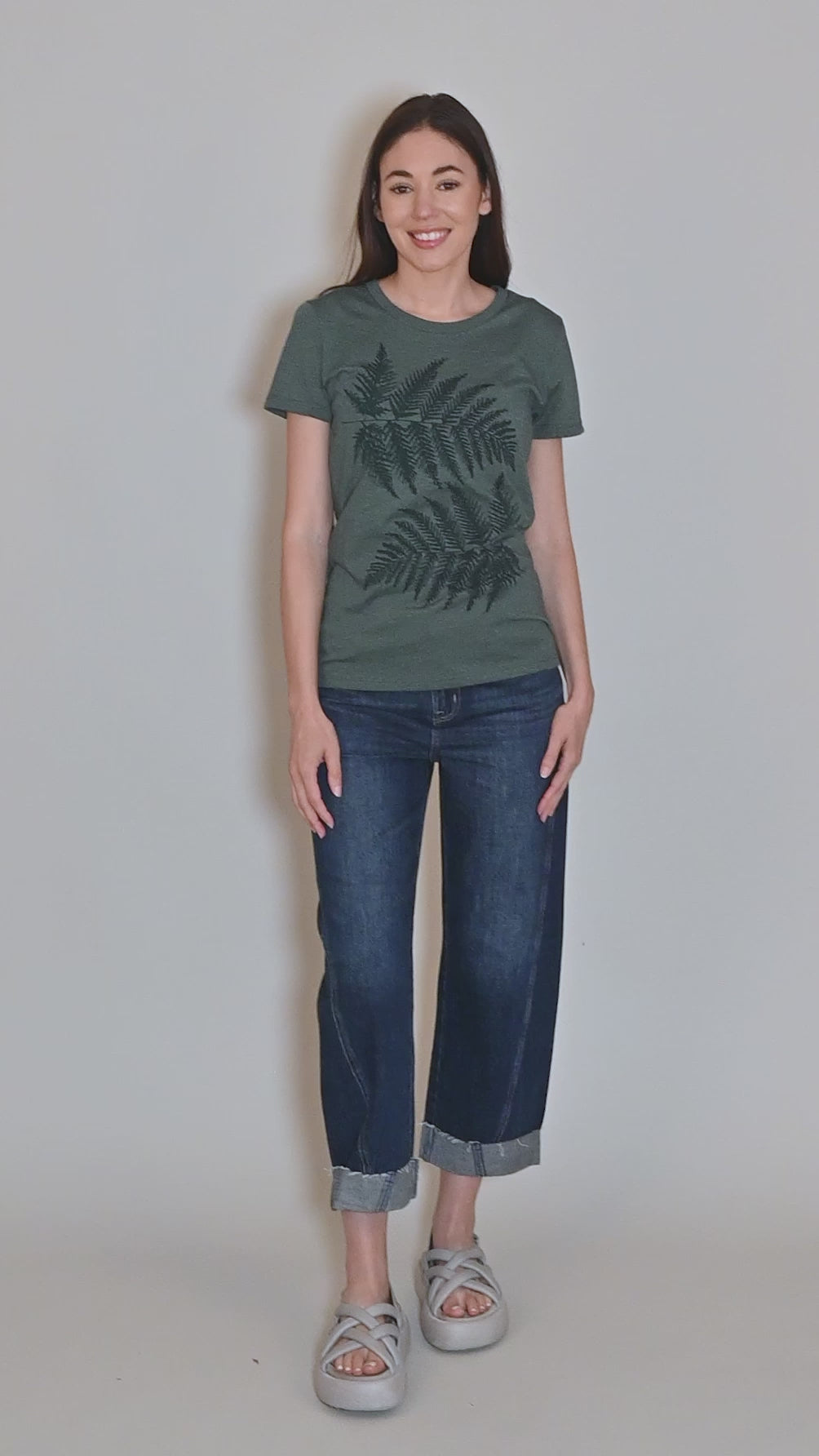 Fern Leaves Tee, Forest Green Angle 5