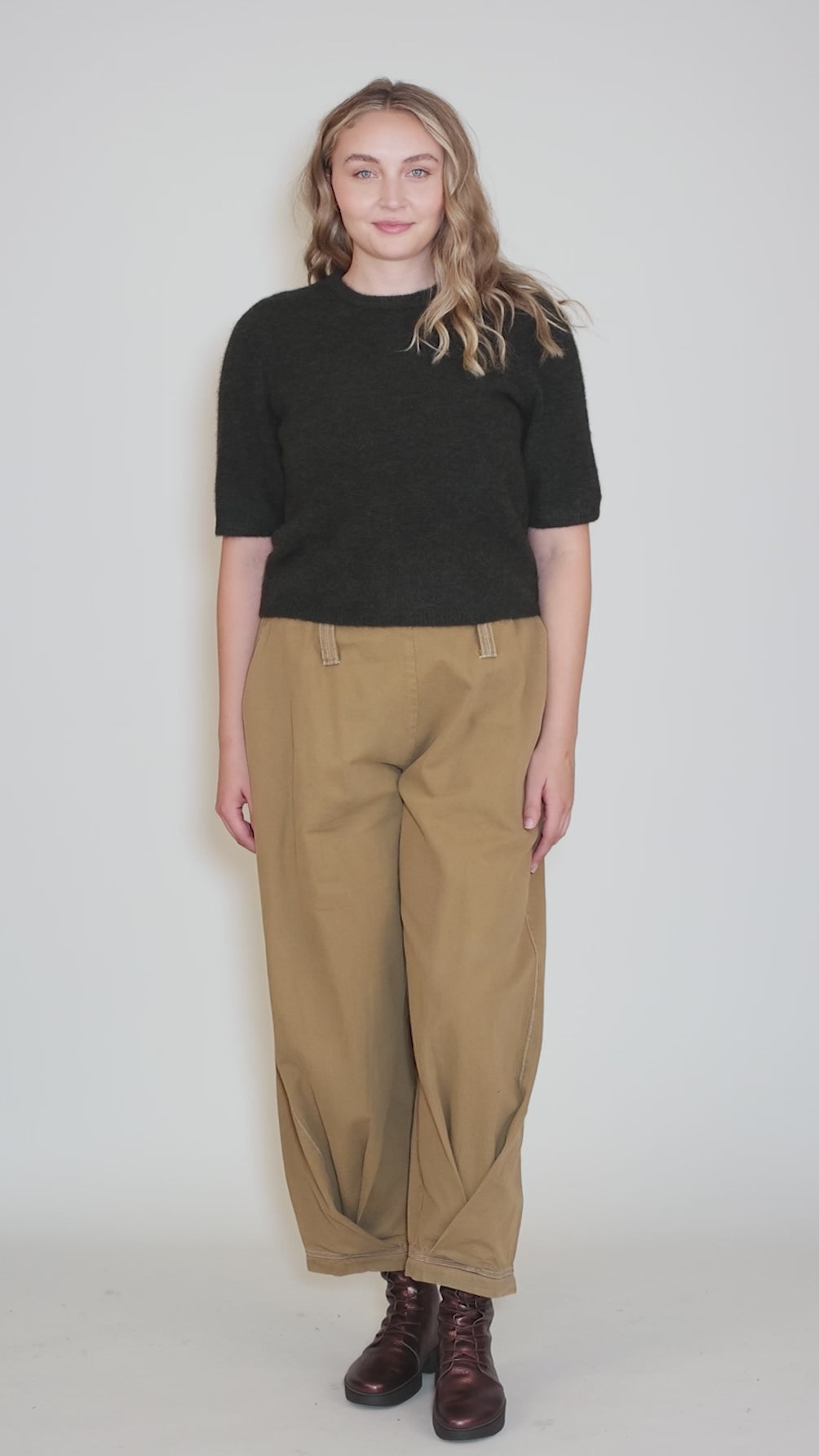 Alpha Half Sleeve Sweater, Rosin Melange Angle 5