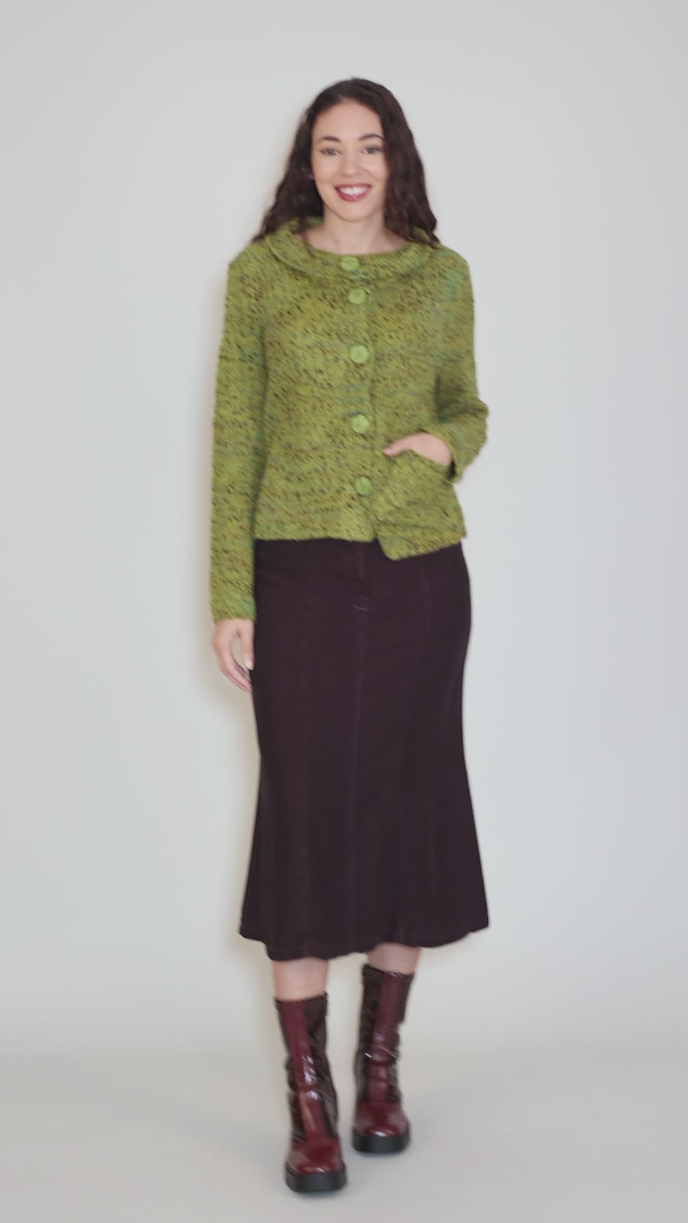 Confetti Funnel Cardie, Lentil Angle 5