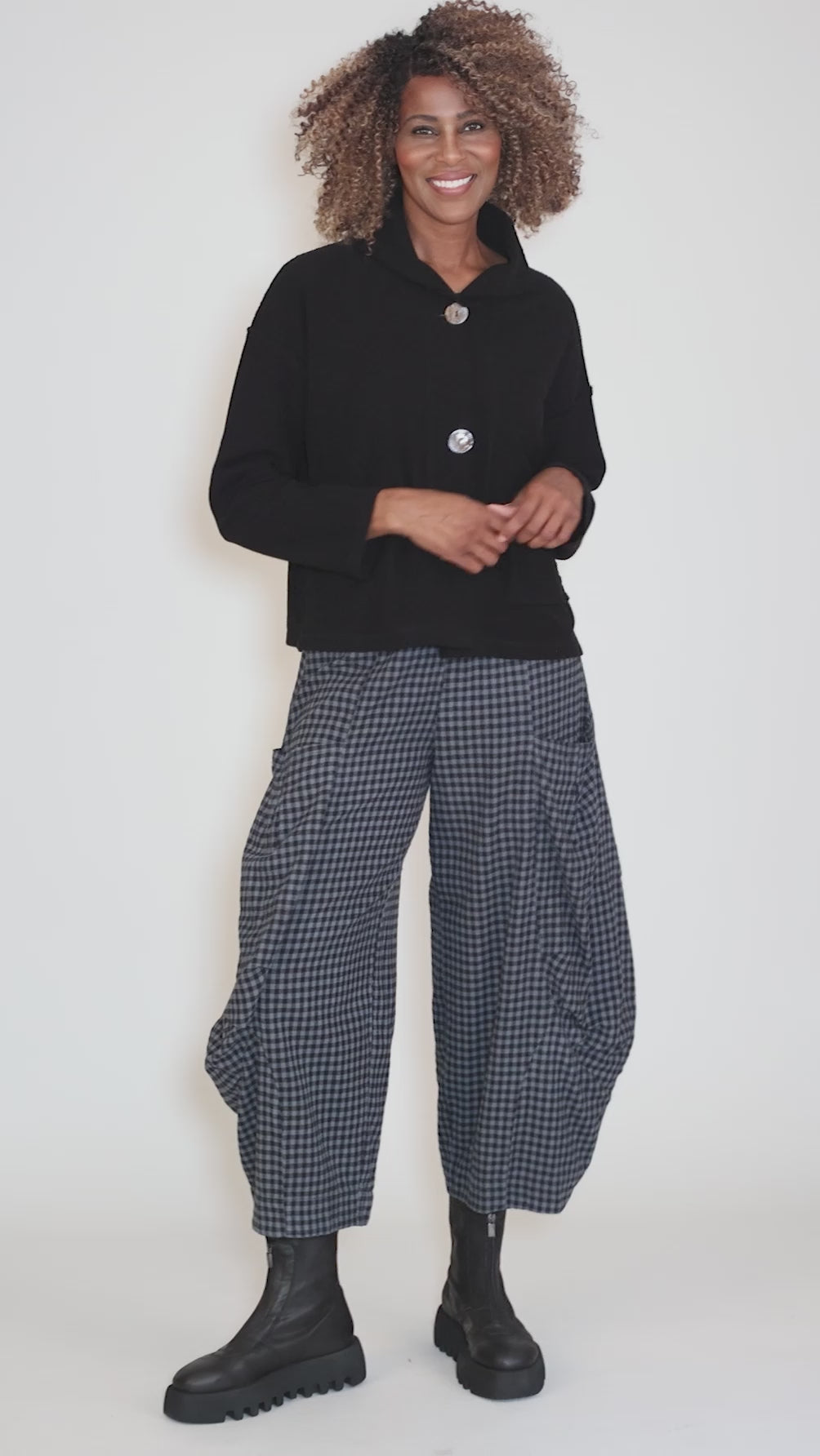 Knitted Funnel Jacket, Black Angle 5