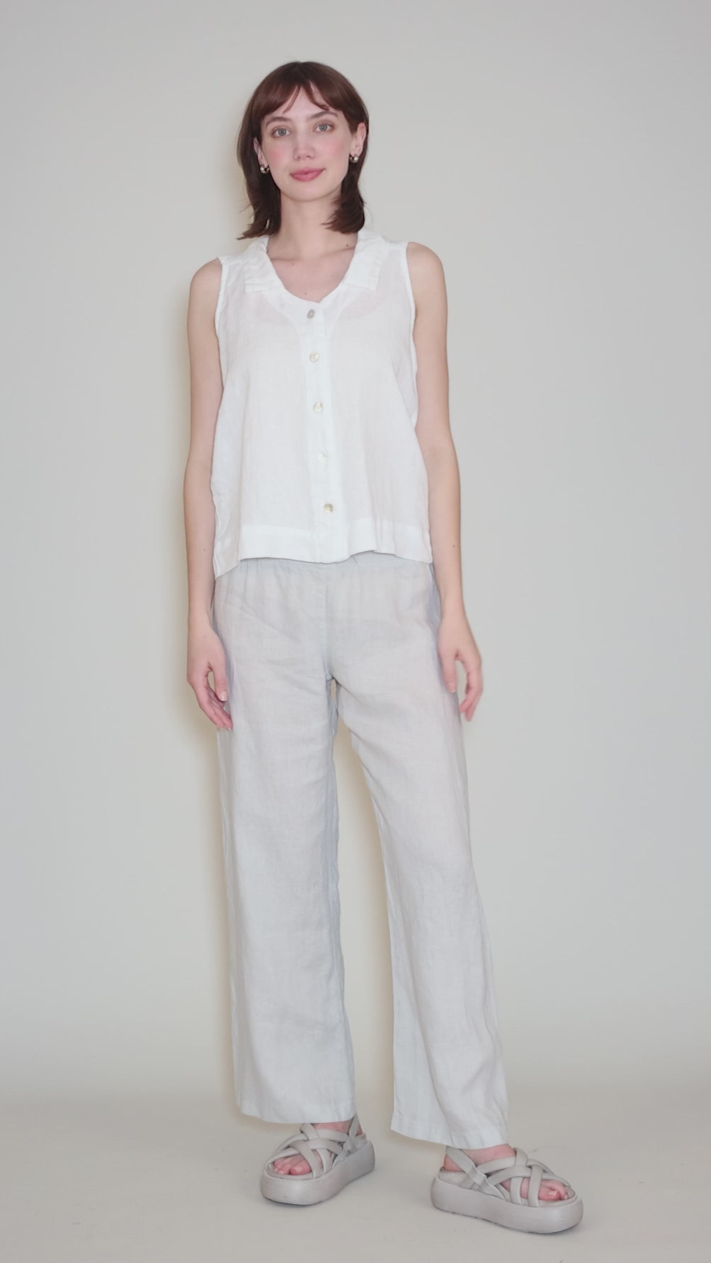 Linen S/L Shirt, White Angle 5