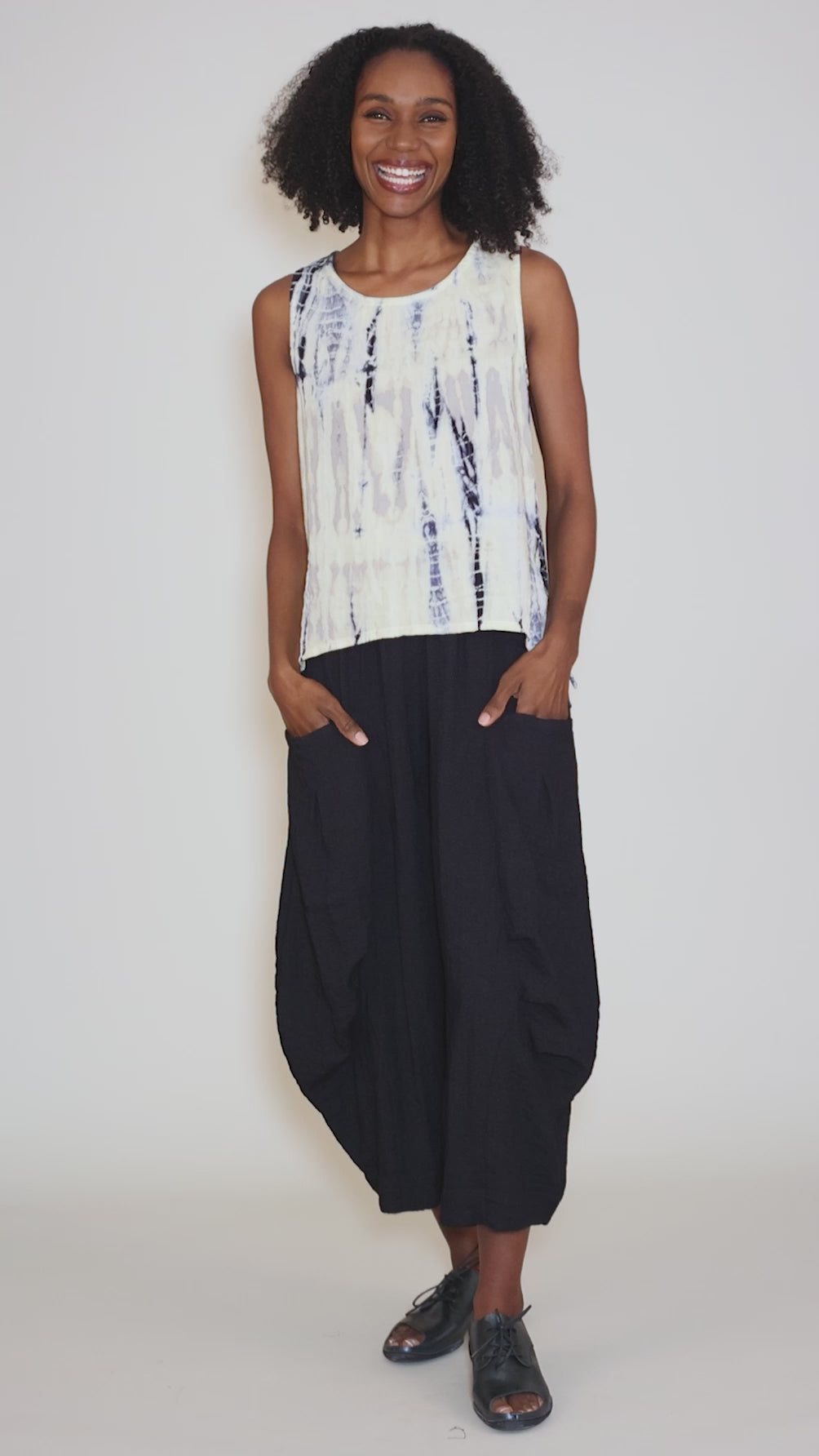 Gail's Tank, Indigo Tie Dye Angle 5