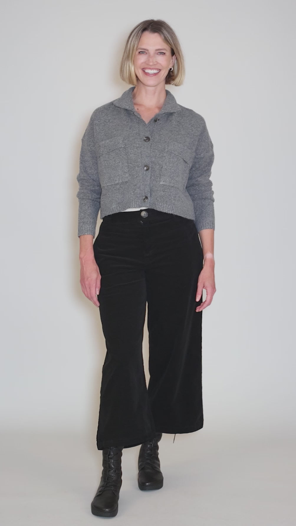 High Collar Cardie, Gray Angle 5