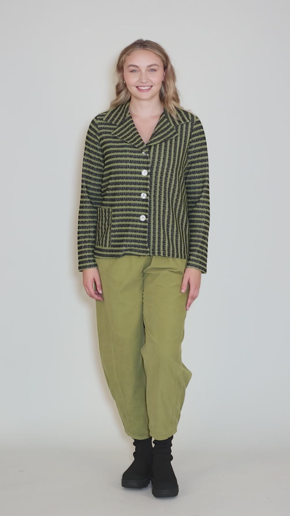 Mixed Striped Jacket, Avocado Angle 5