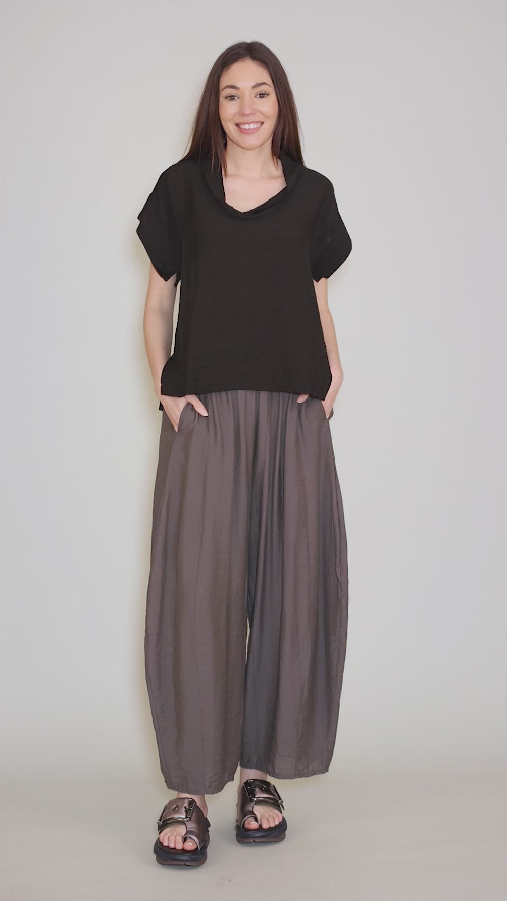 Parachute Cowl Top, Black Angle 5
