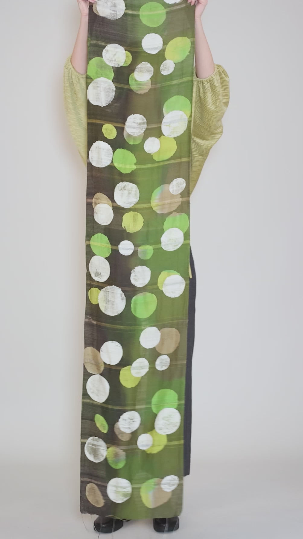 Silk Cotton Yaz Scarf, Moss Angle 3