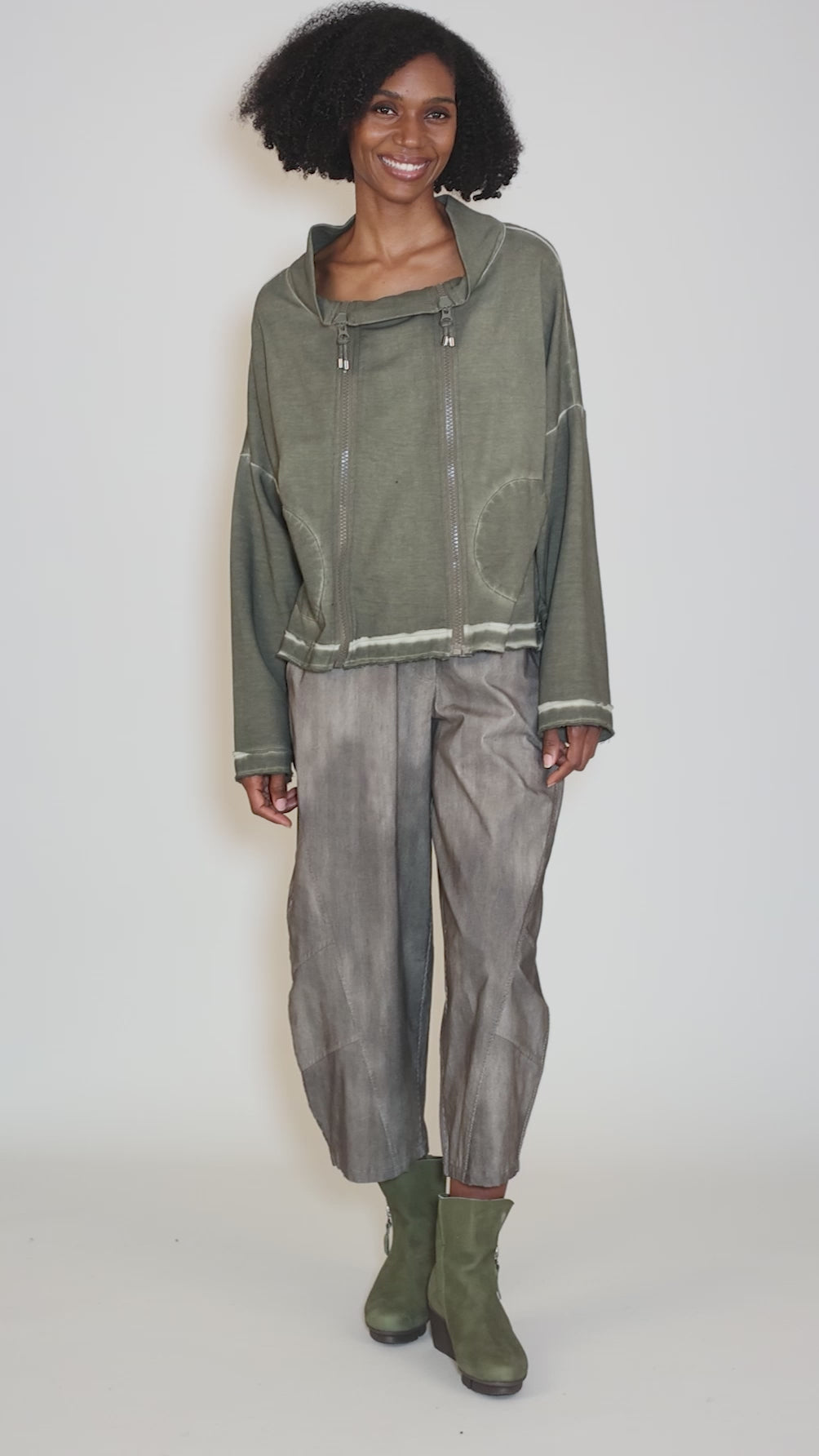 Double Zipper FT Jacket, Khaki Angle 5