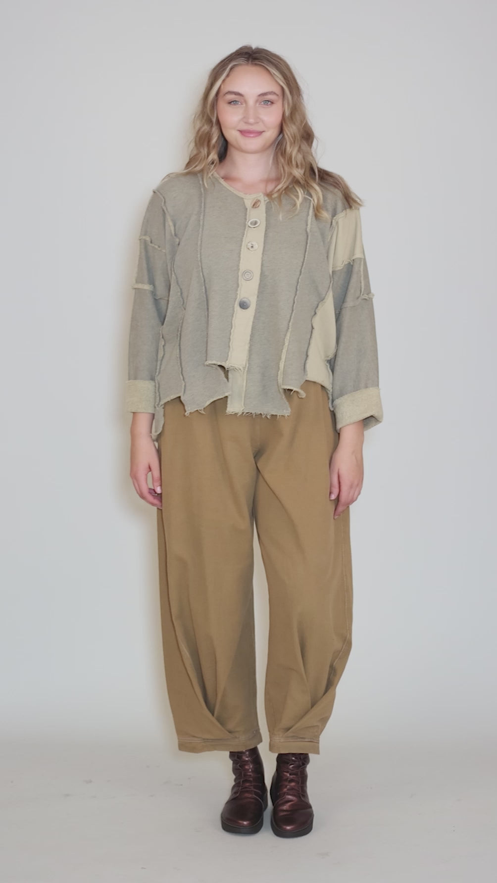 Fleece Details Crop Jacket, Oatmeal Angle 5