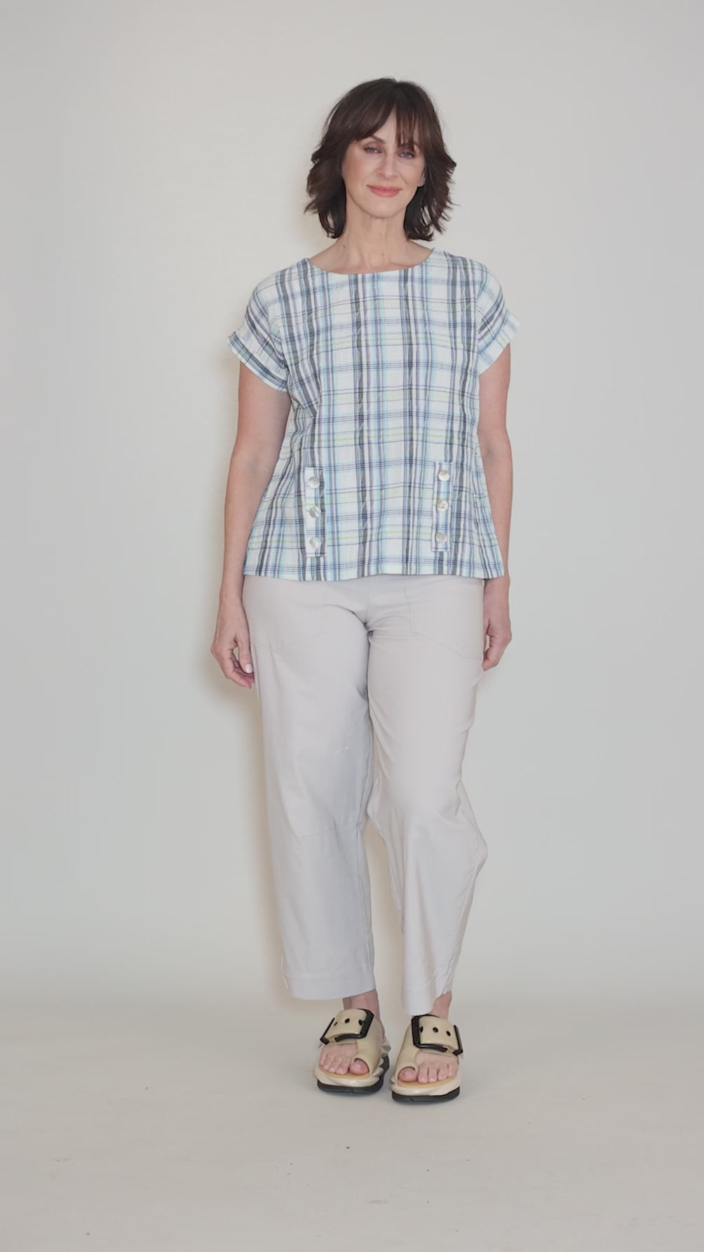 Blurred Plaid Harwich Pullover, Sky Angle 5