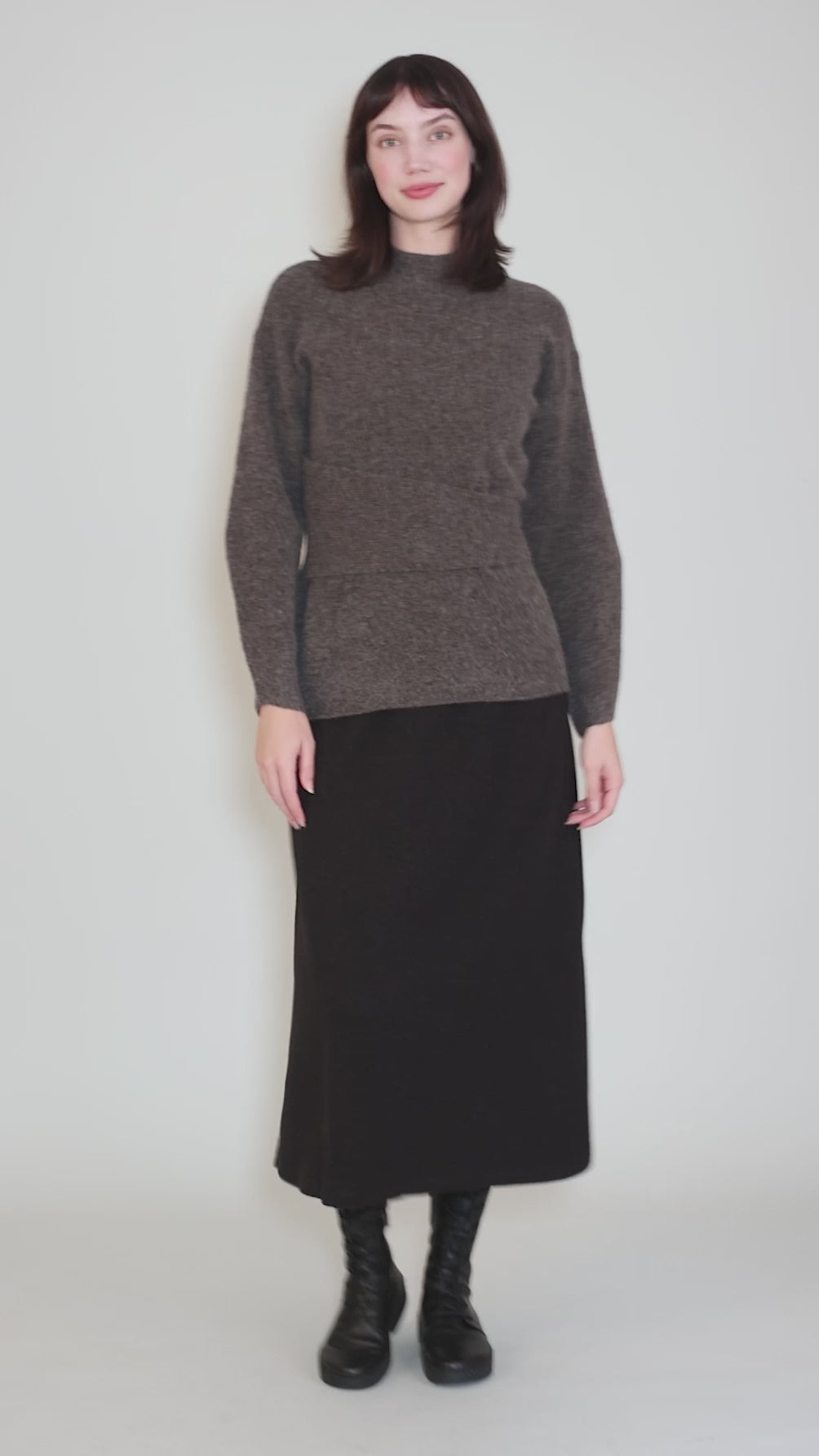 Self Belt Sweater, Earth Melange Angle 5