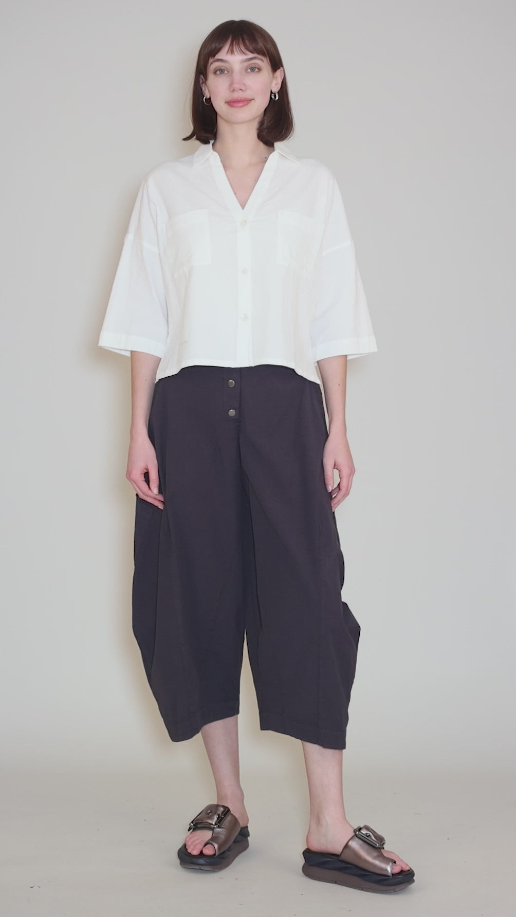 Cotton Ava Blouse, White Stripe Angle 5