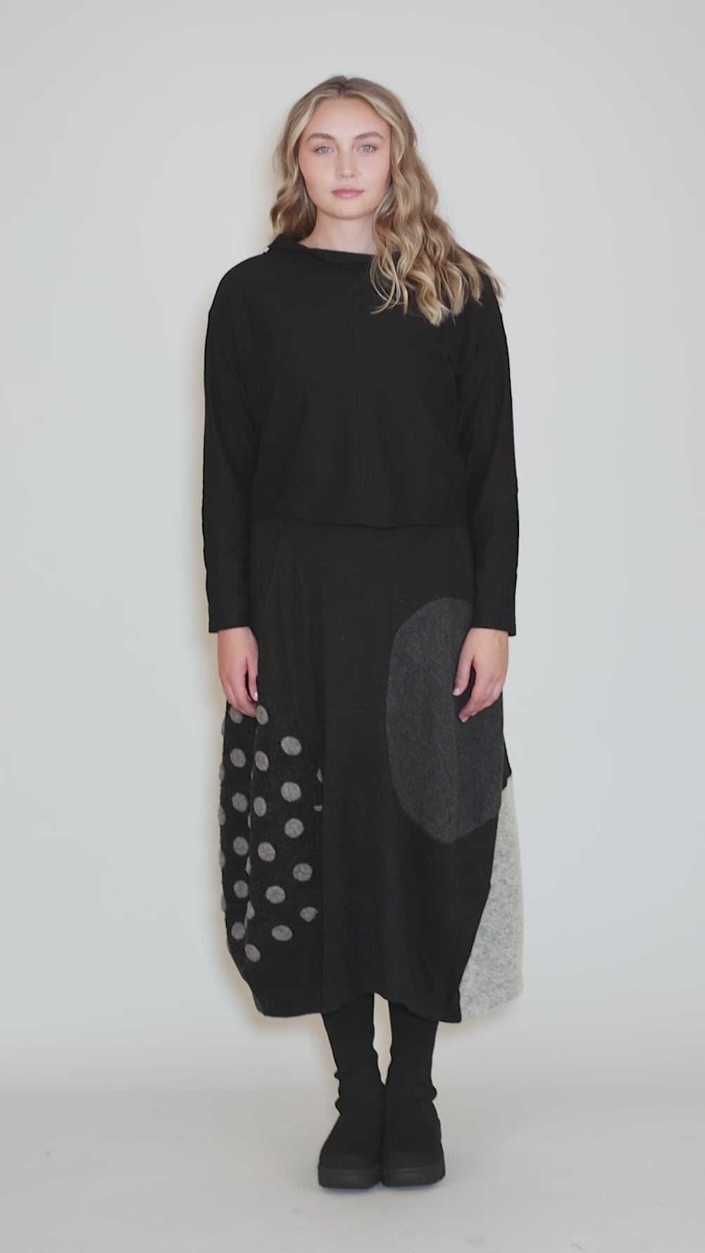 LCJ Boxy Cowl Top, Black Angle 5